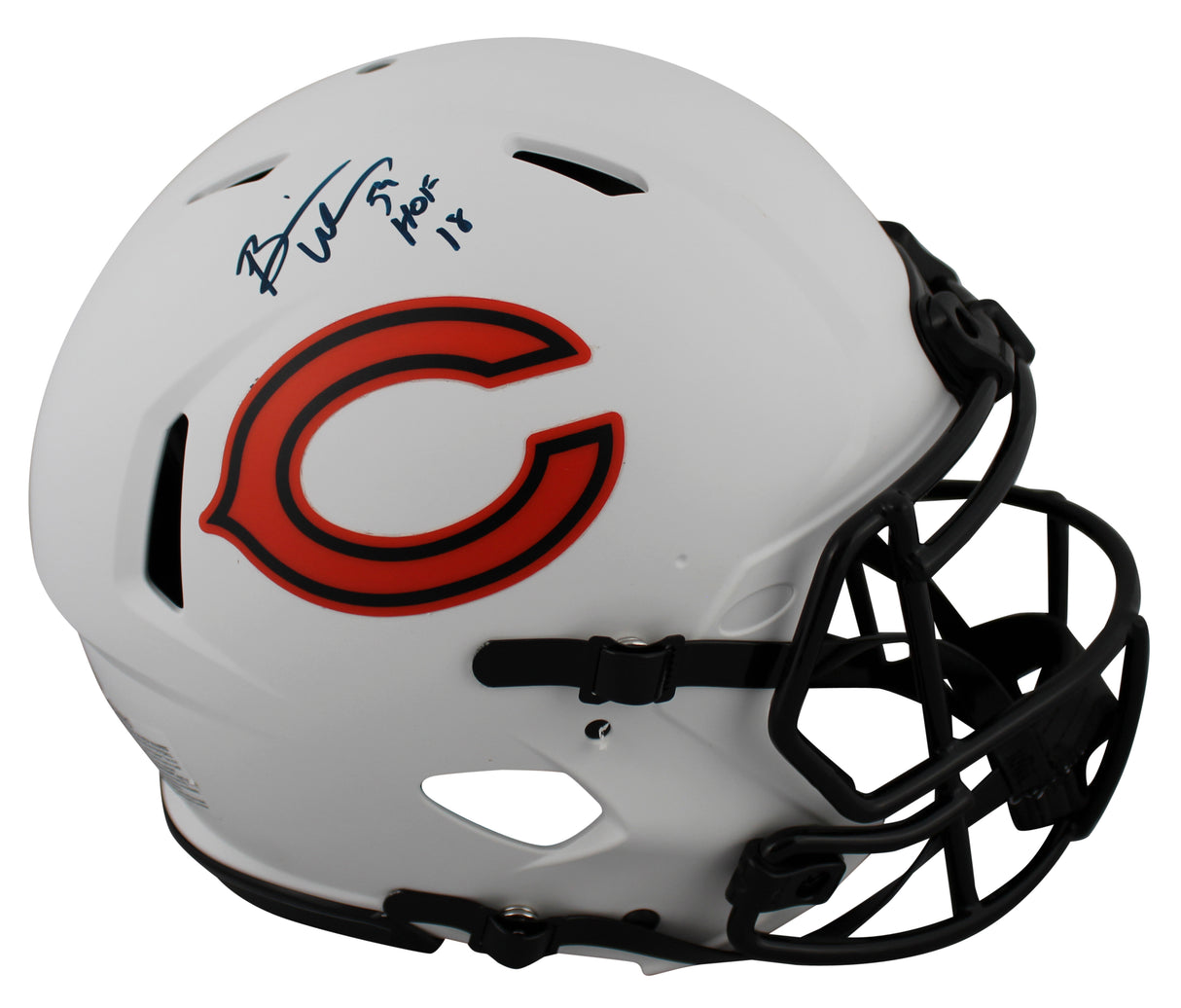 Bears Brian Urlacher "HOF 18" Signed Lunar Full Size Speed Proline Helmet BAS W