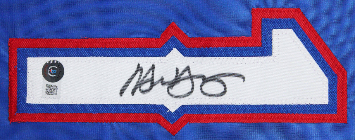 Michael Young Authentic Signed Blue Pro Style Framed Jersey BAS Witnessed