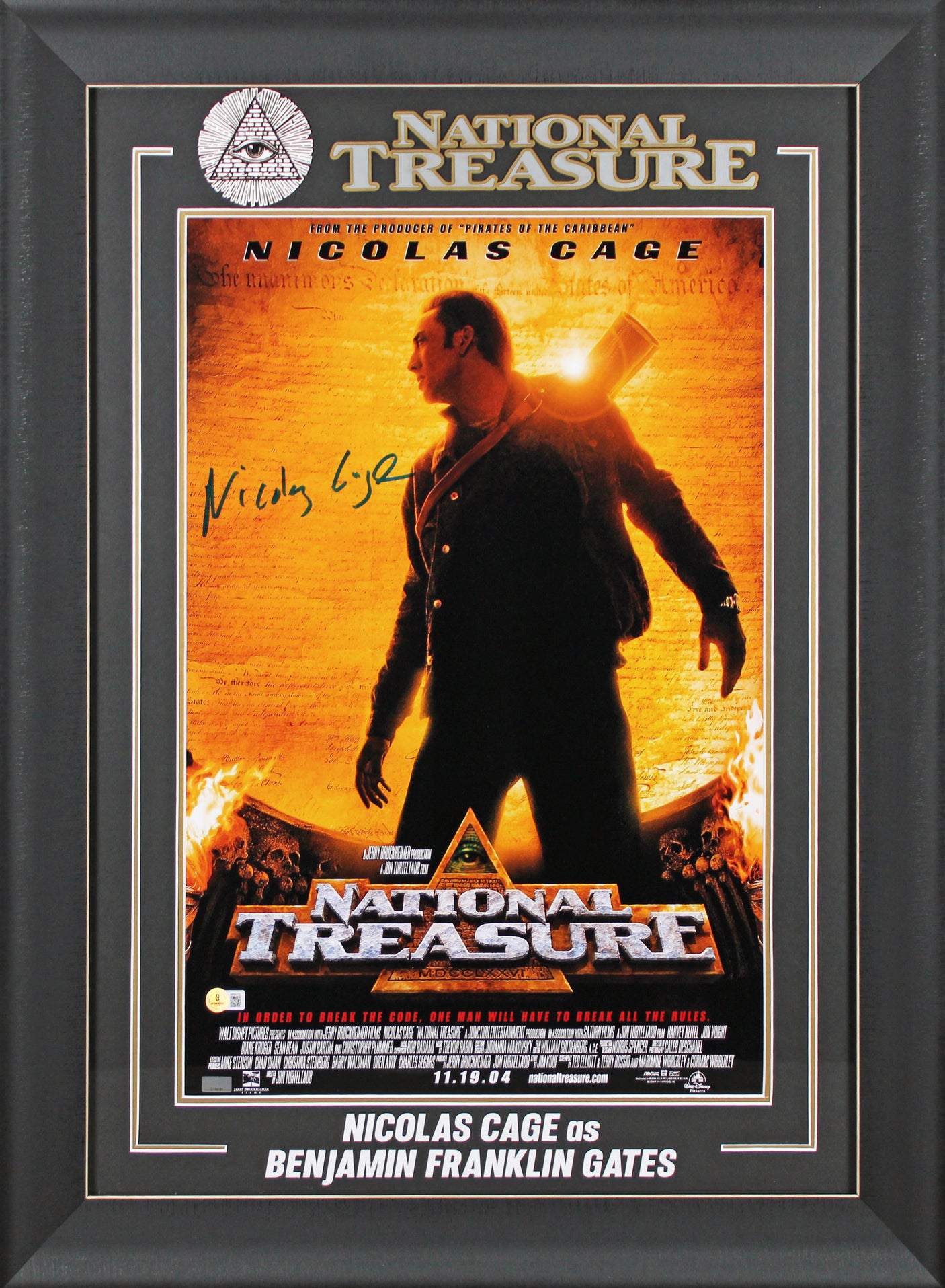 Nicolas Cage National Treasure Authentic Signed Framed 16x24 Photo BAS