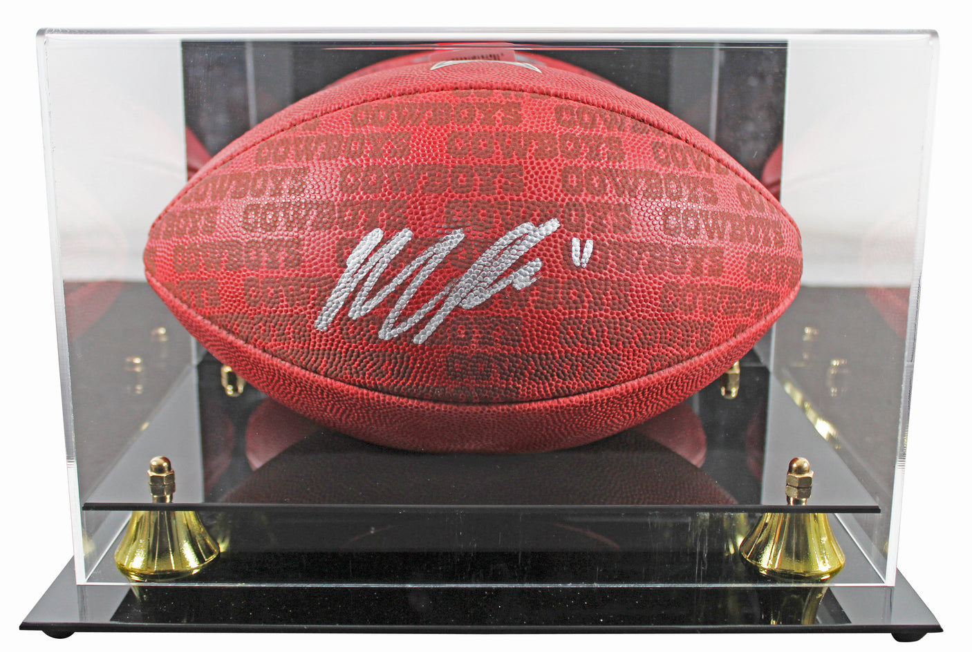 Cowboys Micah Parsons Signed "Duke" Team Showcase Football W/ Case Fanatics