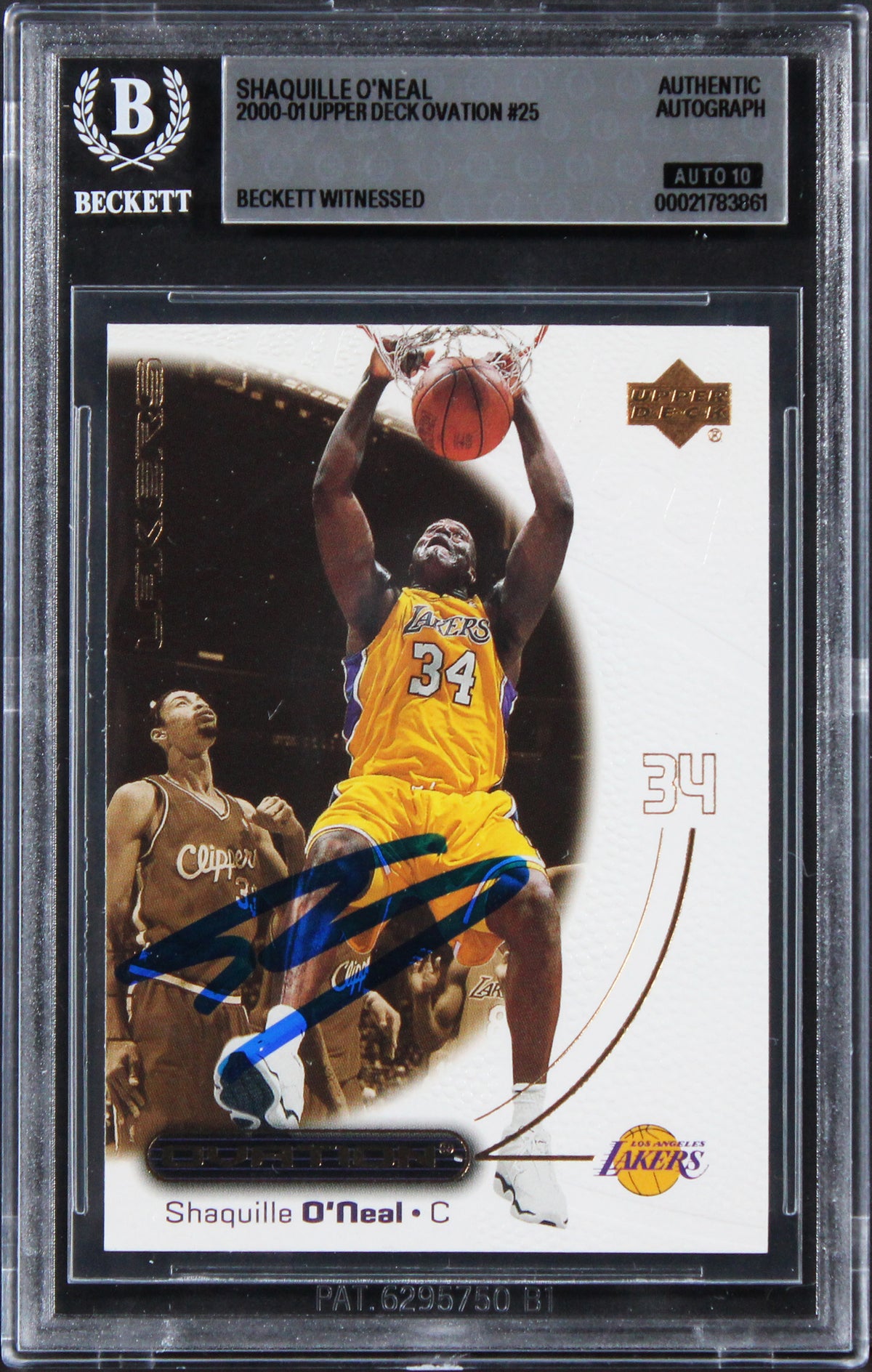 Shaquille O'Neal Signed 2000 Upper Deck Ovation #25 Card Auto GM 10! BAS Slabbed