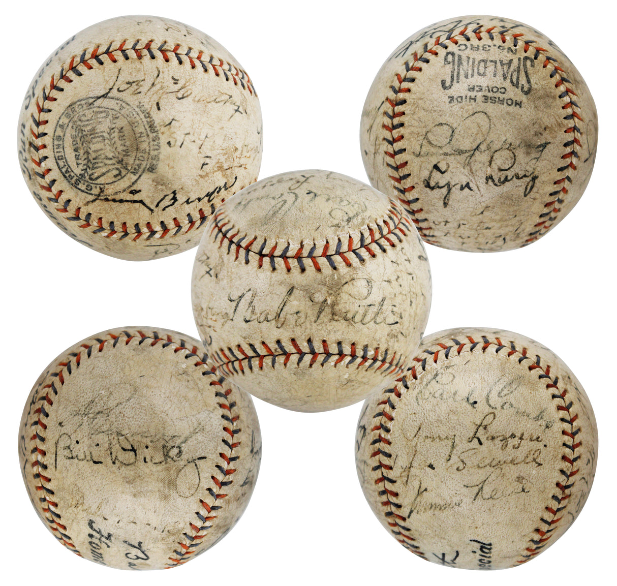 1931 Yankees (13) Babe Ruth, Lou Gehrig, +11 Signed Spalding Baseball JSA LOA