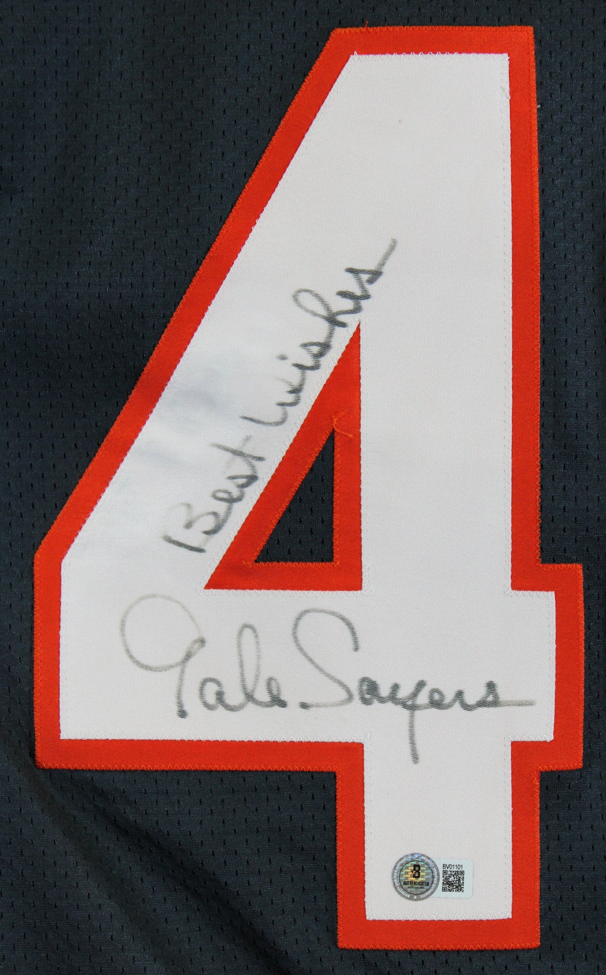 Bears Gale Sayers "Best Wishes" Signed Navy Blue Champion Jersey BAS #BV01101