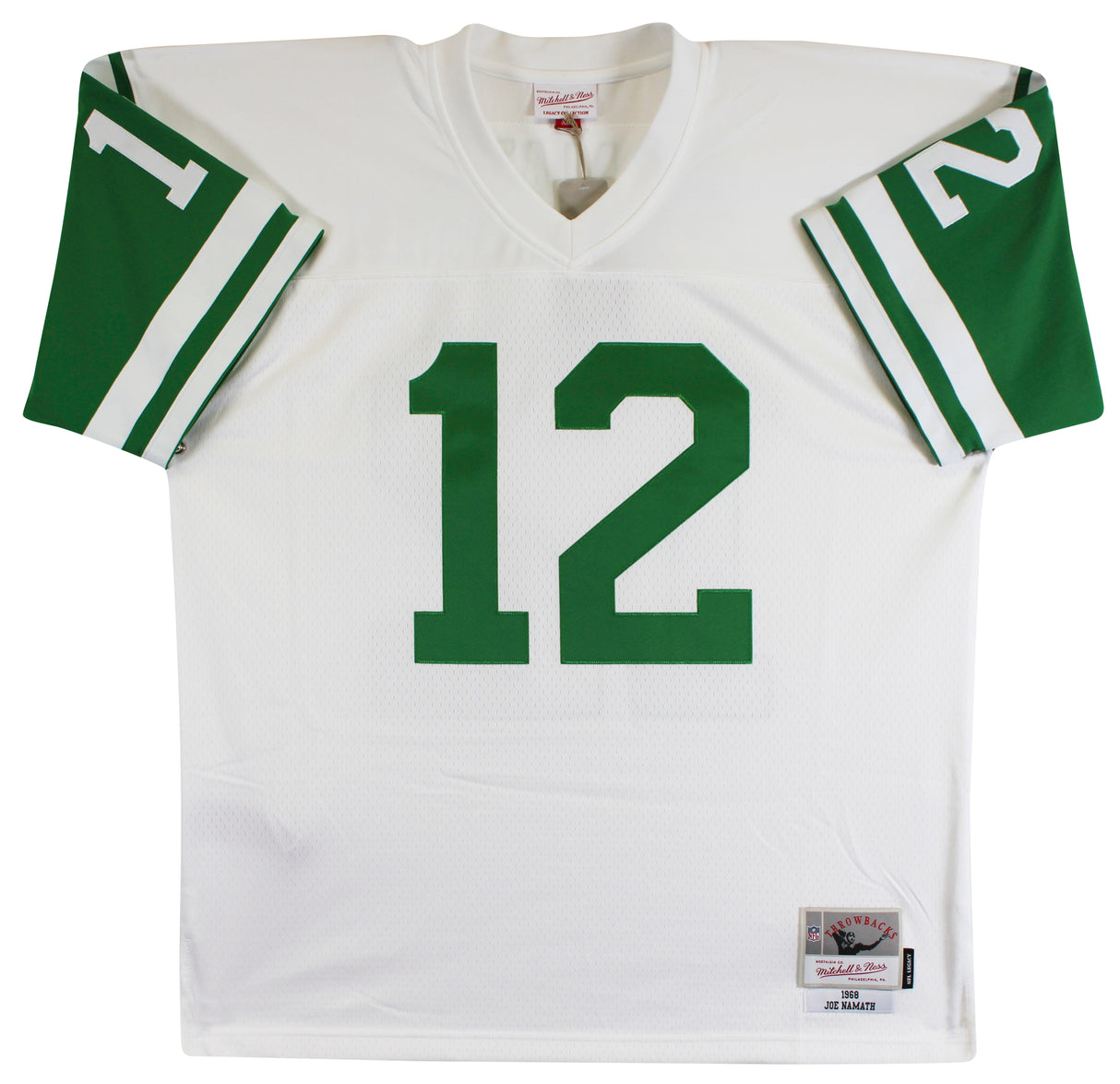Jets Joe Namath Authentic Signed White M&N Jersey BAS Witnessed #3W324309