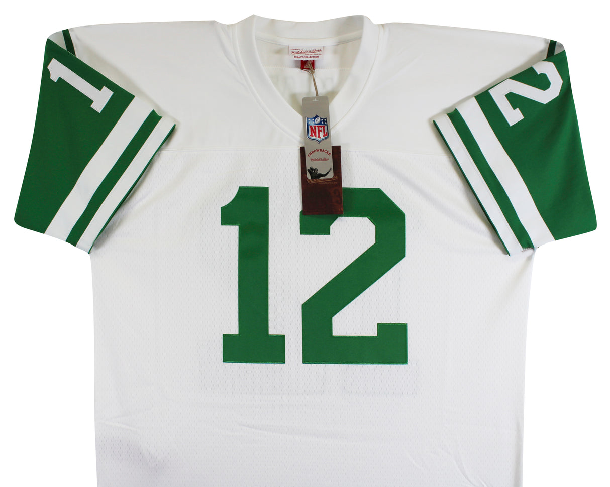 Jets Joe Namath Authentic Signed White M&N Jersey BAS Witnessed #3W324309