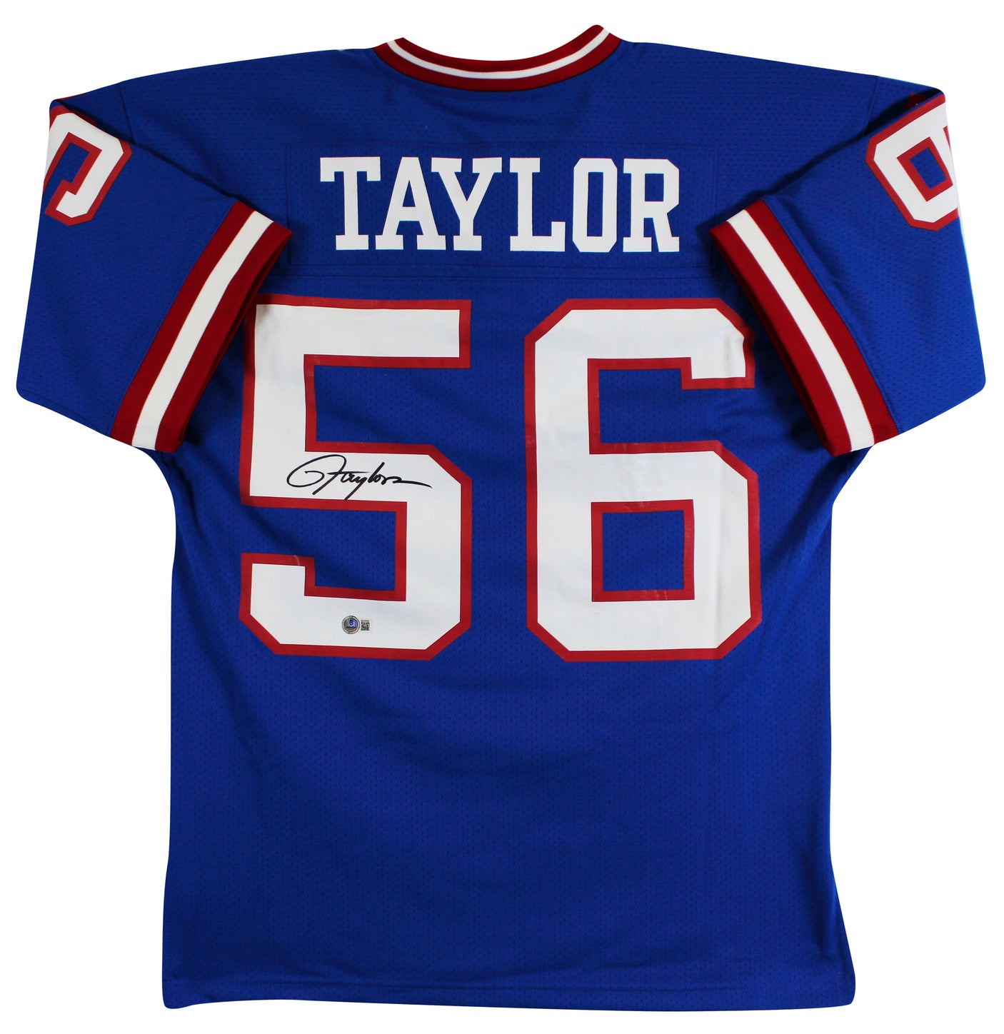 Giants Lawrence Taylor Signed 1986 Blue M&N Throwback Authentic Jersey BAS