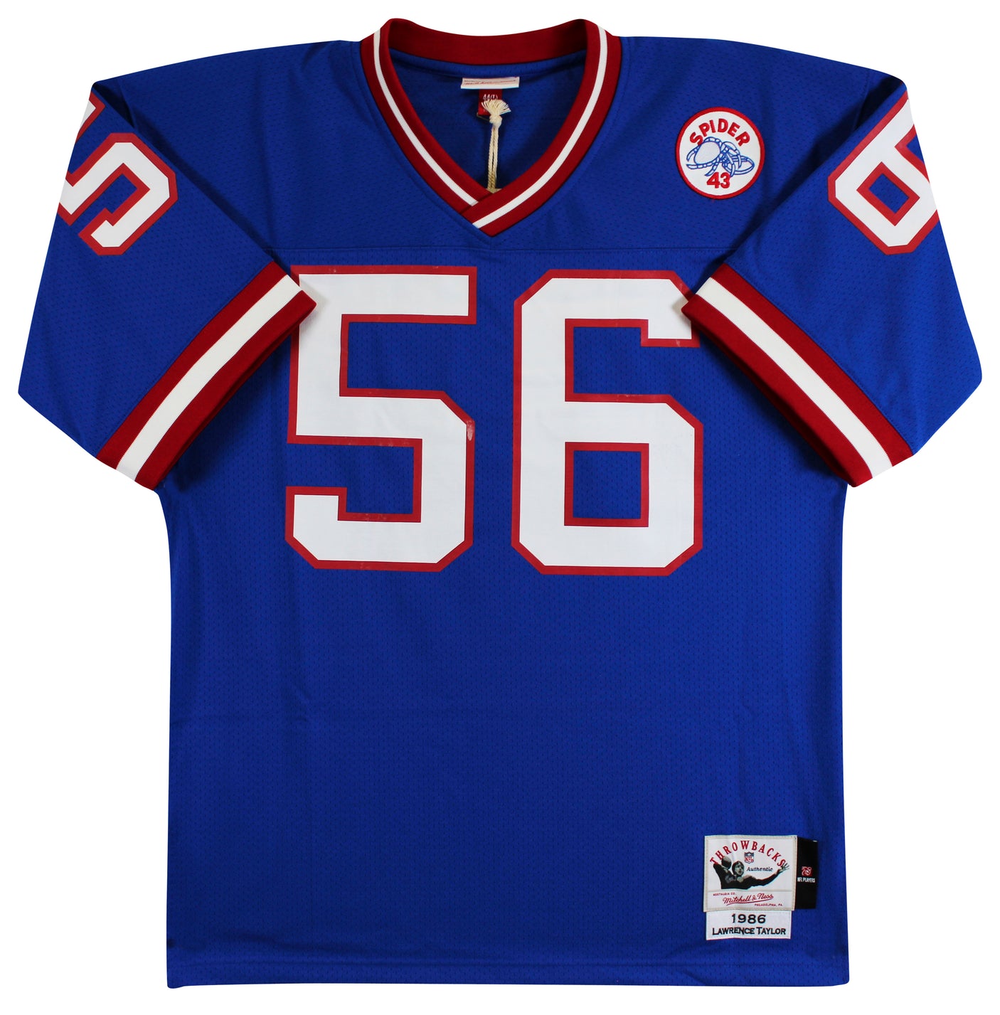 Giants Lawrence Taylor Signed 1986 Blue M&N Throwback Authentic Jersey BAS