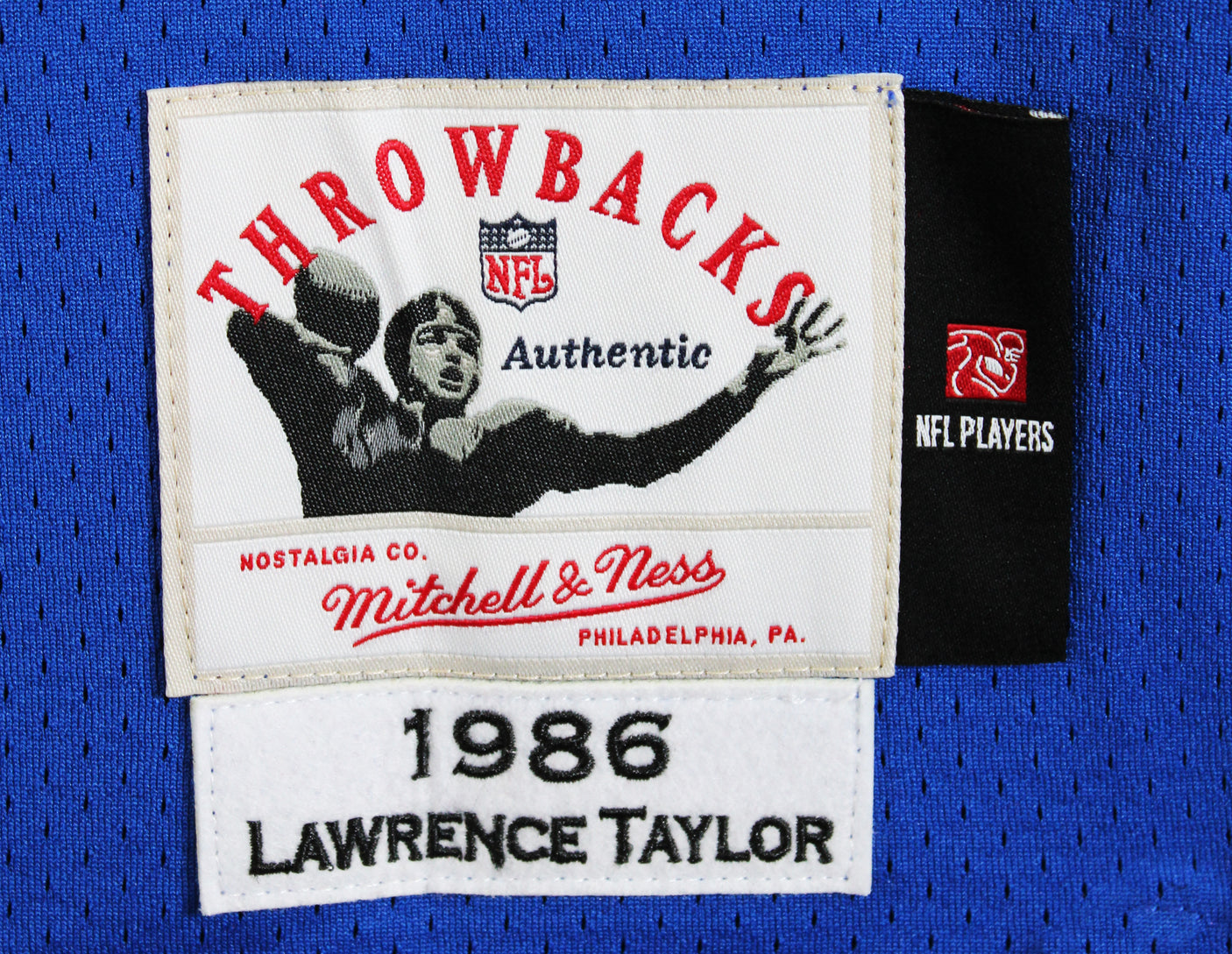 Giants Lawrence Taylor Signed 1986 Blue M&N Throwback Authentic Jersey BAS