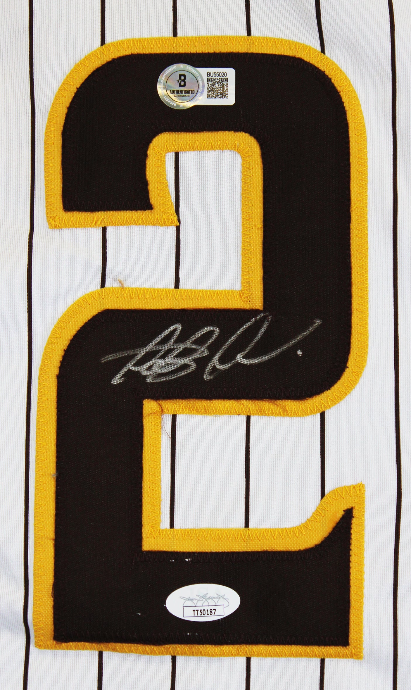 Fernando Tatis Jr. Signed White Pinstripe Pro Style Jersey BAS #BU55020