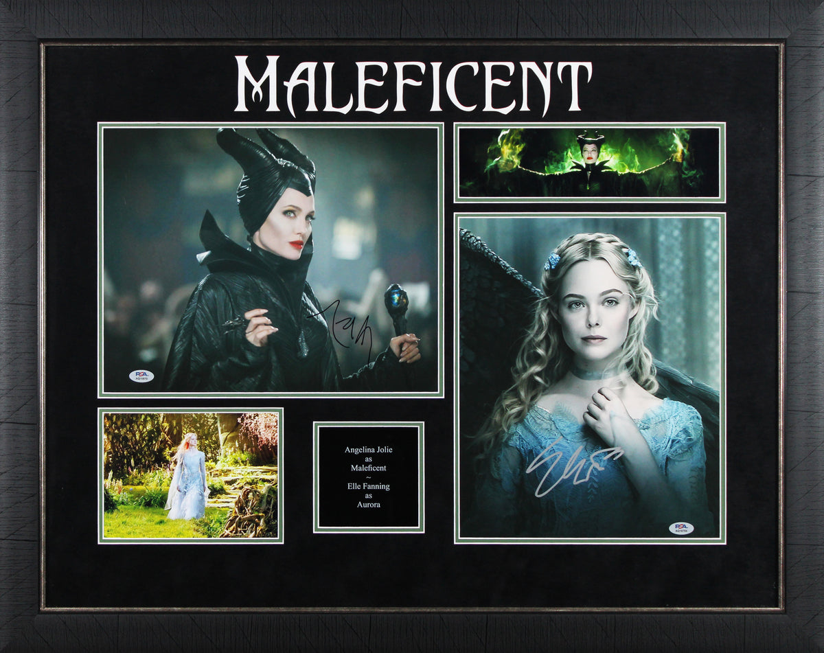 Angelina Jolie & Elle Fanning Maleficent Signed 11x14 Photo Framed Display PSA