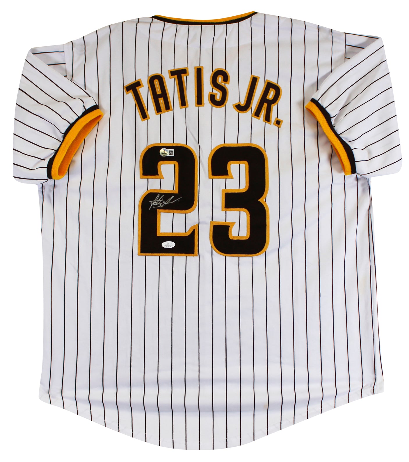 Fernando Tatis Jr. Signed White Pinstripe Pro Style Jersey BAS #BU55021