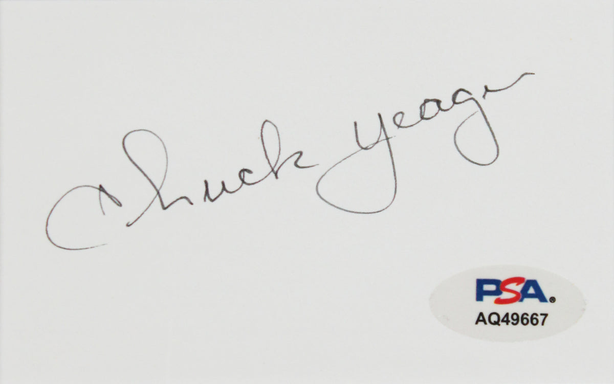 Chuck Yeager Authentic Signed & Framed 3x5 Index Card PSA/DNA #AQ49667