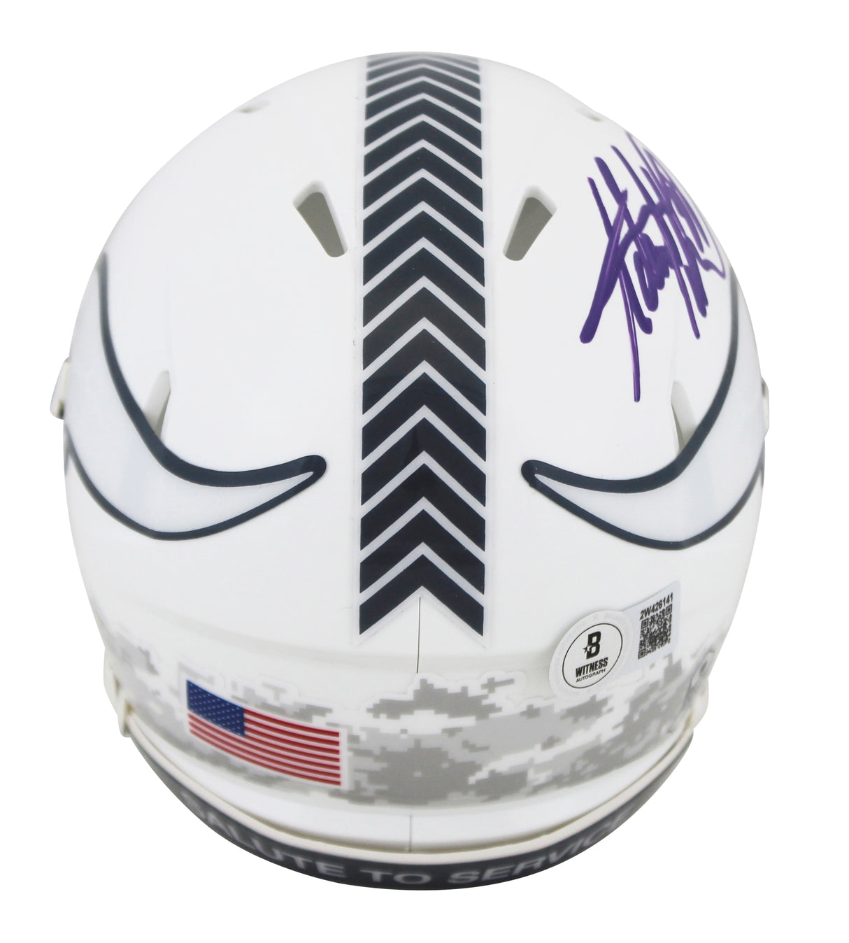 Vikings Adrian Peterson Signed STS III Speed Mini Helmet W/ Case BAS Witnessed