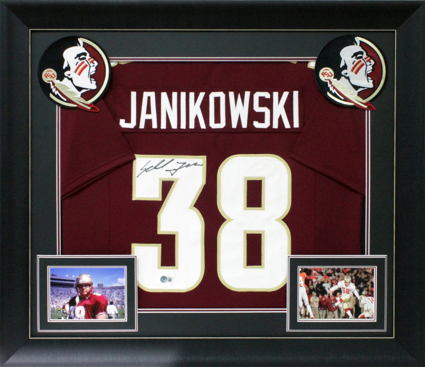 Florida State Sebastian Janikowski Signed Maroon Pro Style Framed Jersey BAS Wit