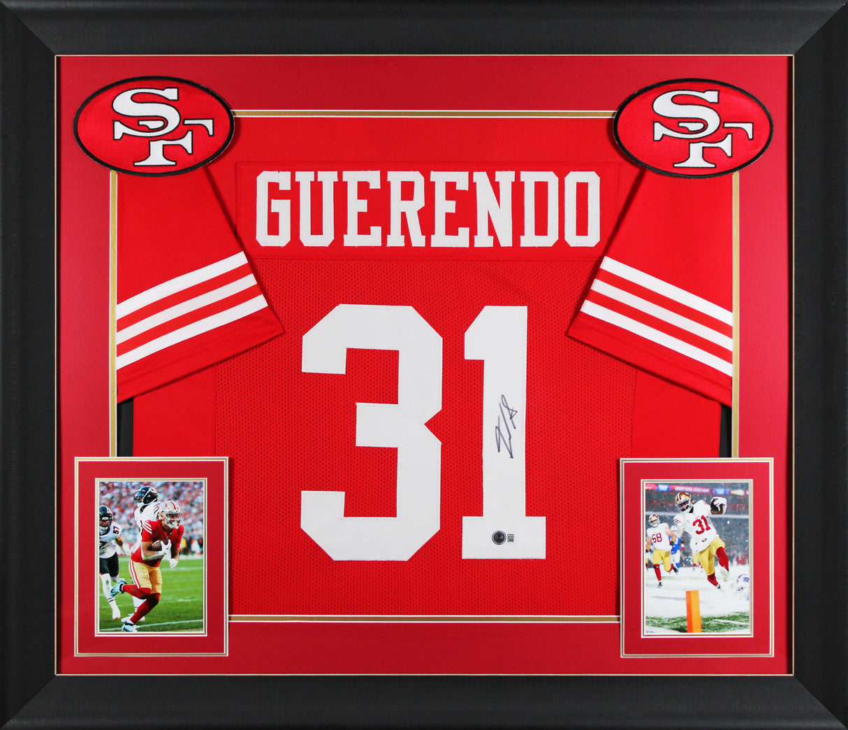 Isaac Guerendo Authentic Signed Red Pro Style Framed Jersey BAS Witnessed