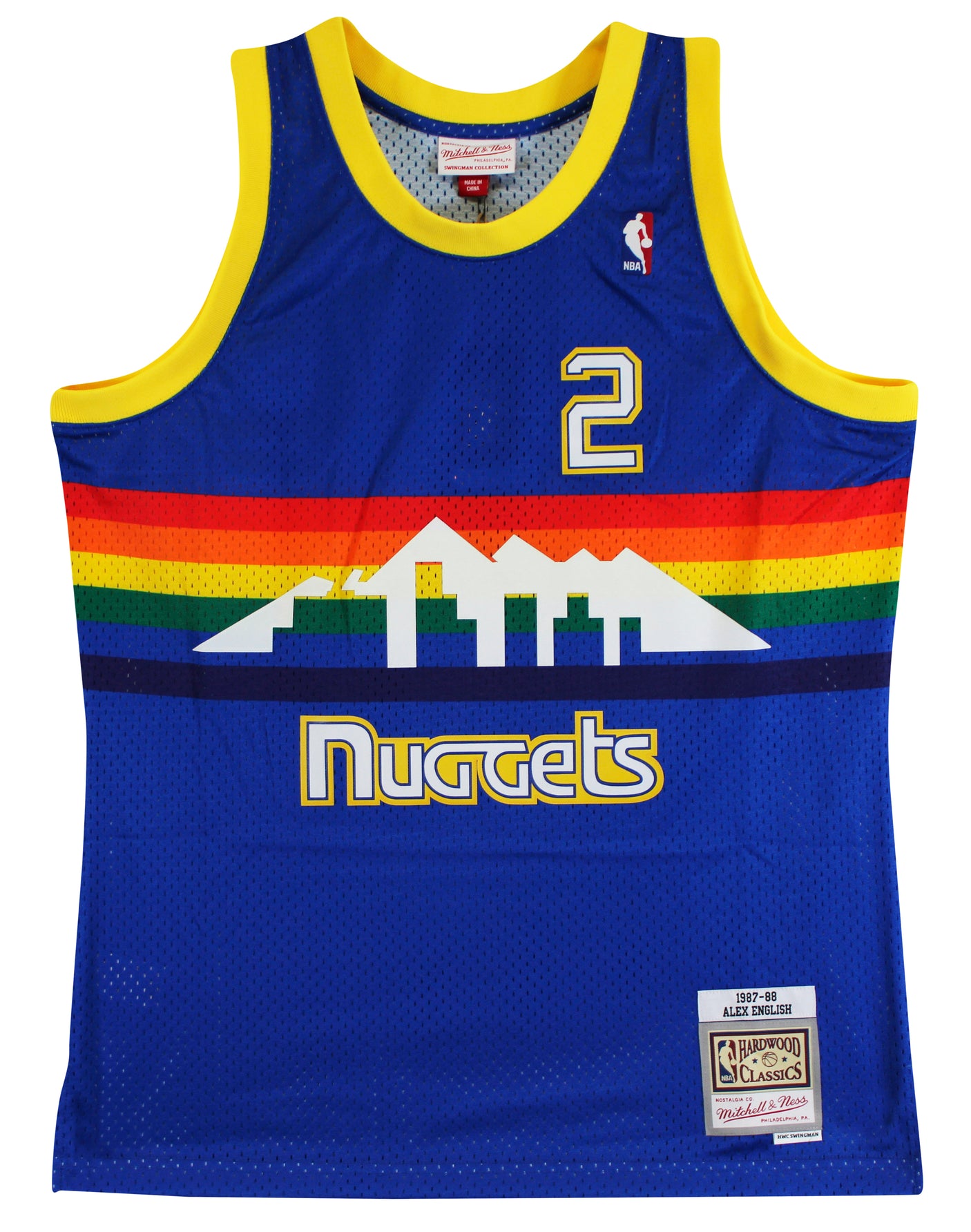Nuggets Alex English "Career Stat" Signed Blue M&N 87-88 TB Jersey BAS #3W197629