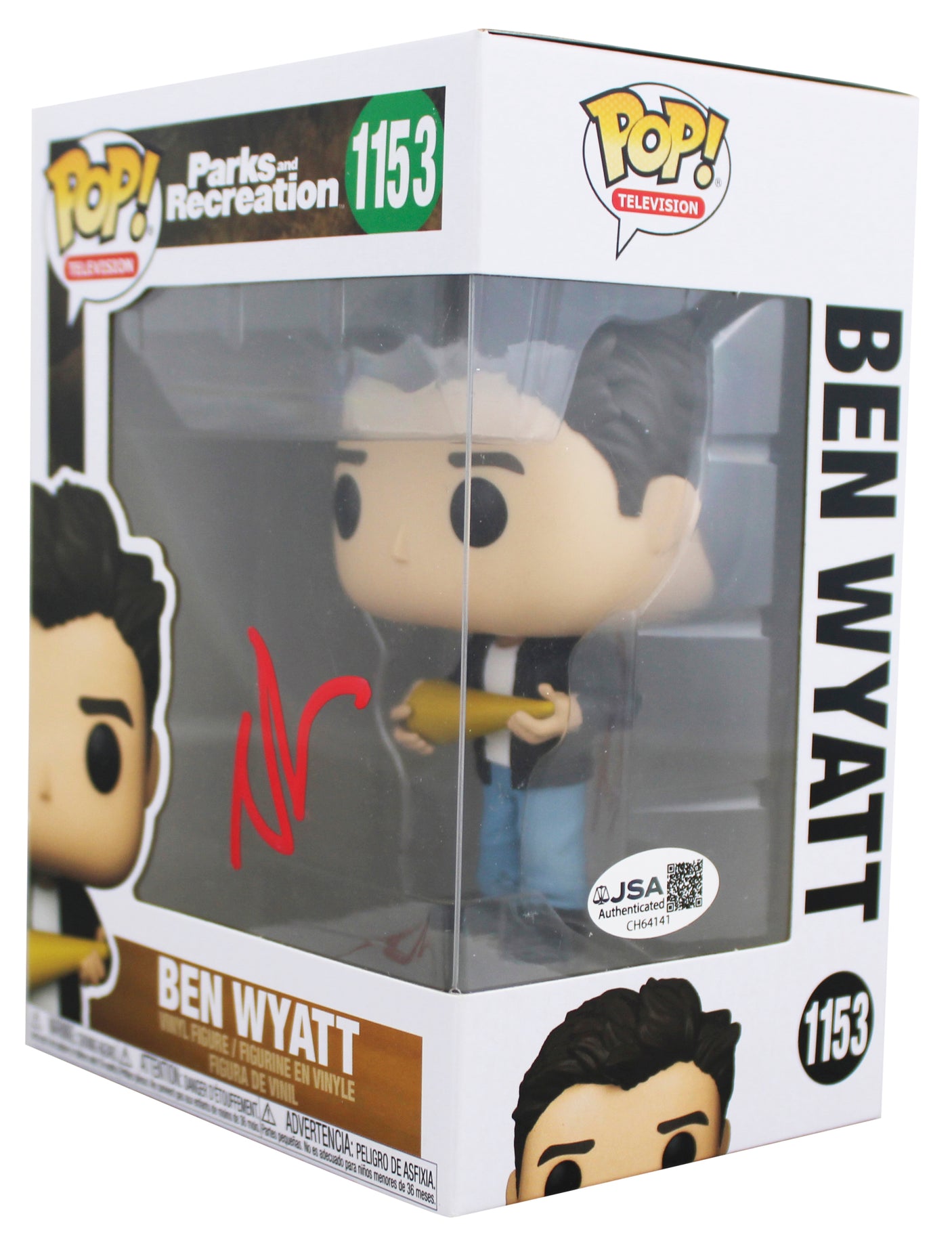 Adam Scott Parks & Recreation Signed Ben #1153 Funko Pop Figure JSA #CH64141