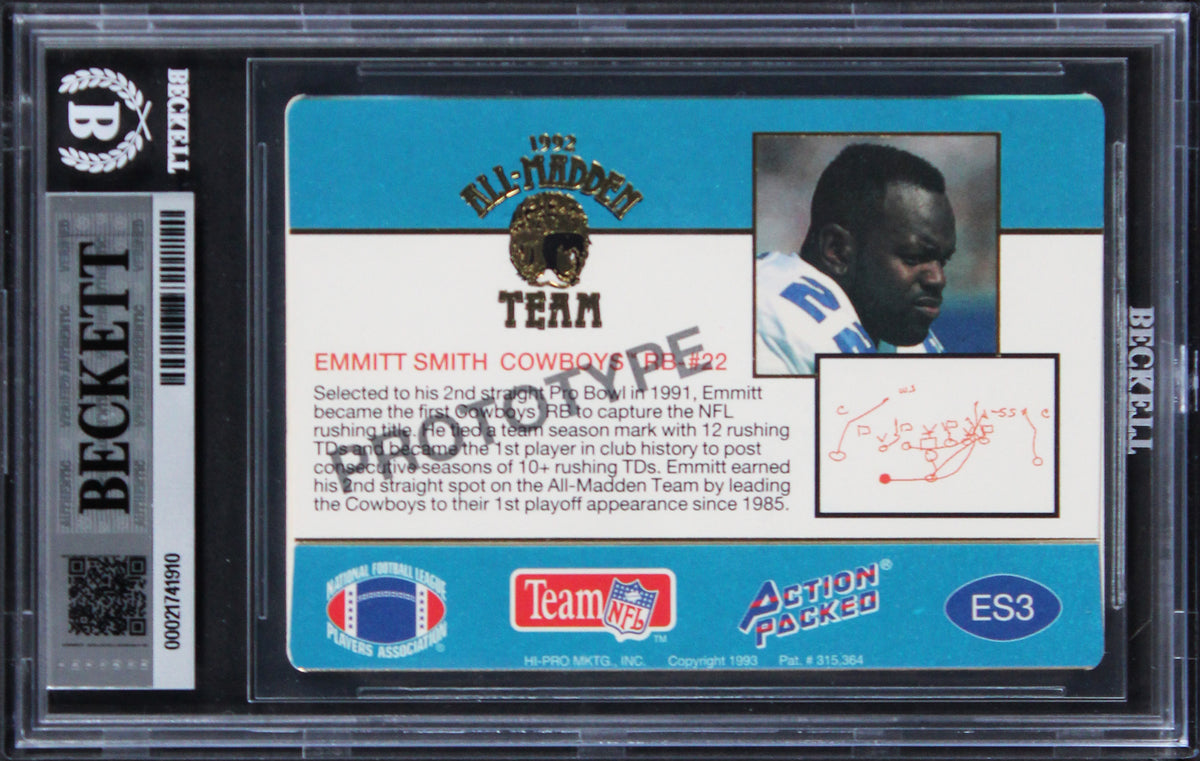 Emmitt Smith Signed 1993 Action Packed Promos #ES3 Card Auto GM 10! BAS Slabbed