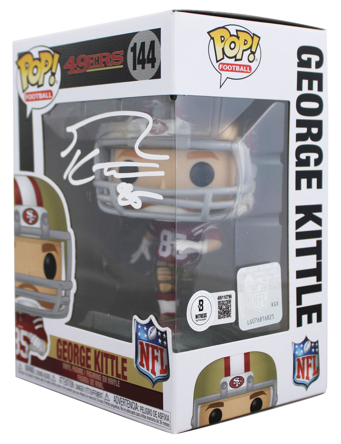 49ers George Kittle Authentic Signed #144 Funko Pop Vinyl Figure BAS Witnessed