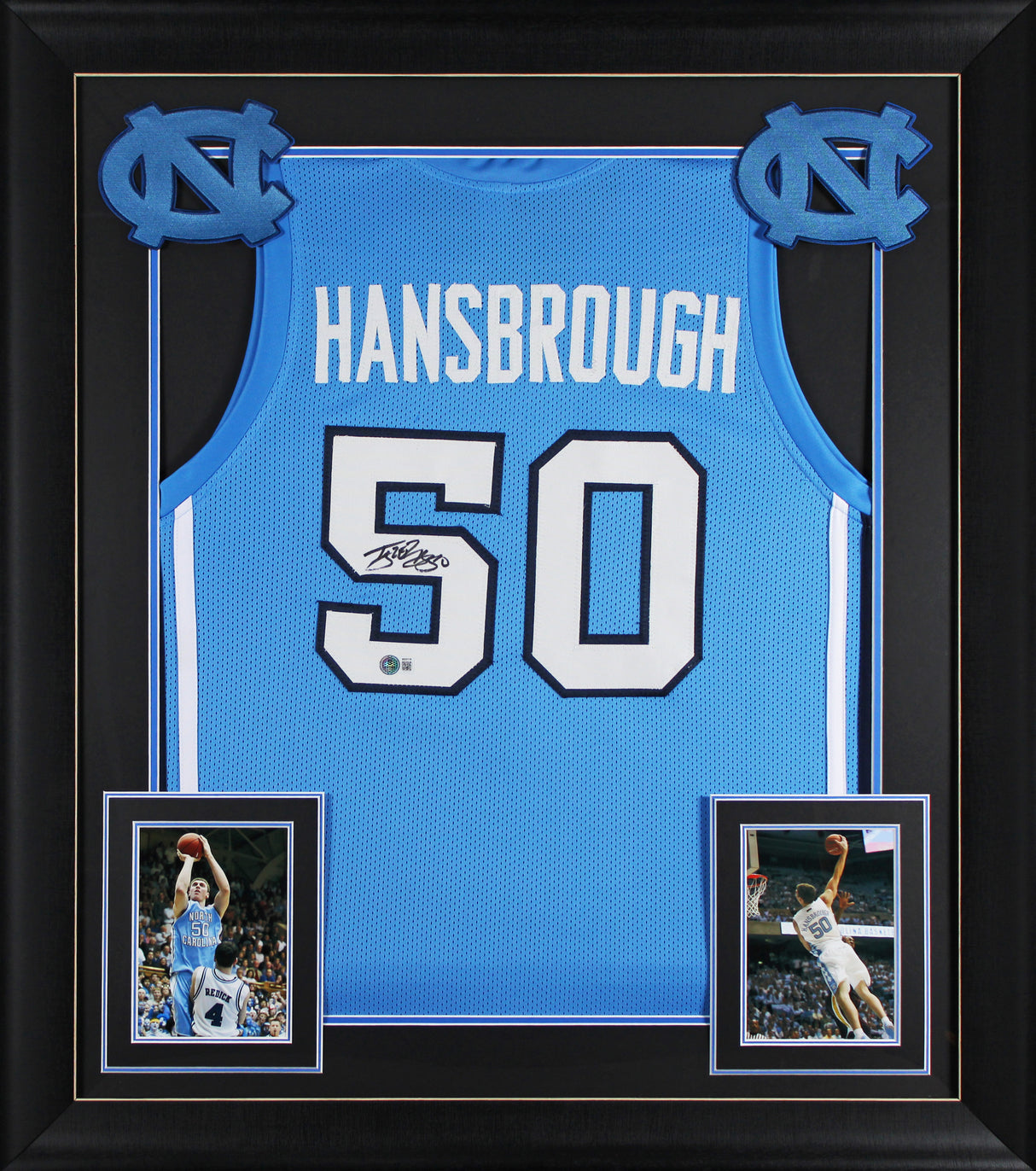 UNC Tyler Hansbrough Signed Carolina Blue Pro Style Framed Jersey BAS Witnessed