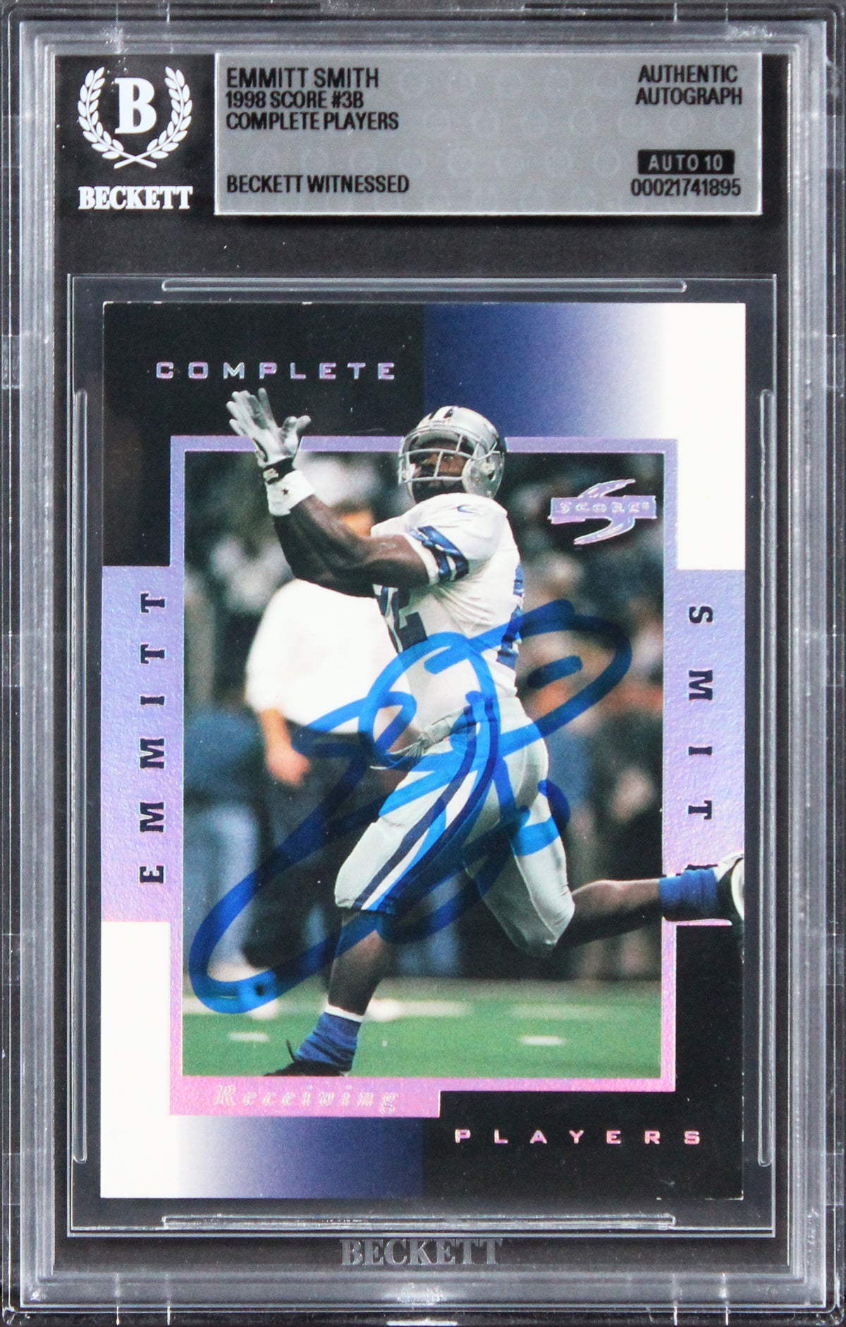 Emmitt Smith Signed 1998 Score Complete Players #38 Card Auto 10! BAS Slabbed