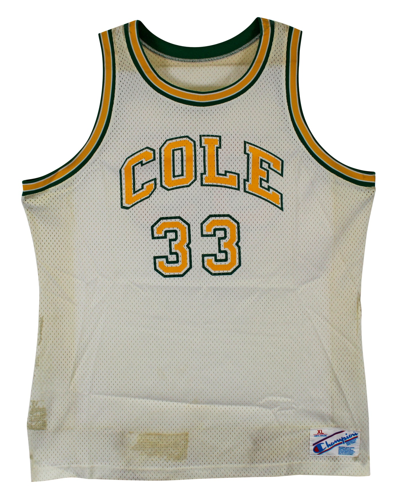 Shaquille O'Neal Game Used White 1987-89 Cole High School Champion Jersey SIA