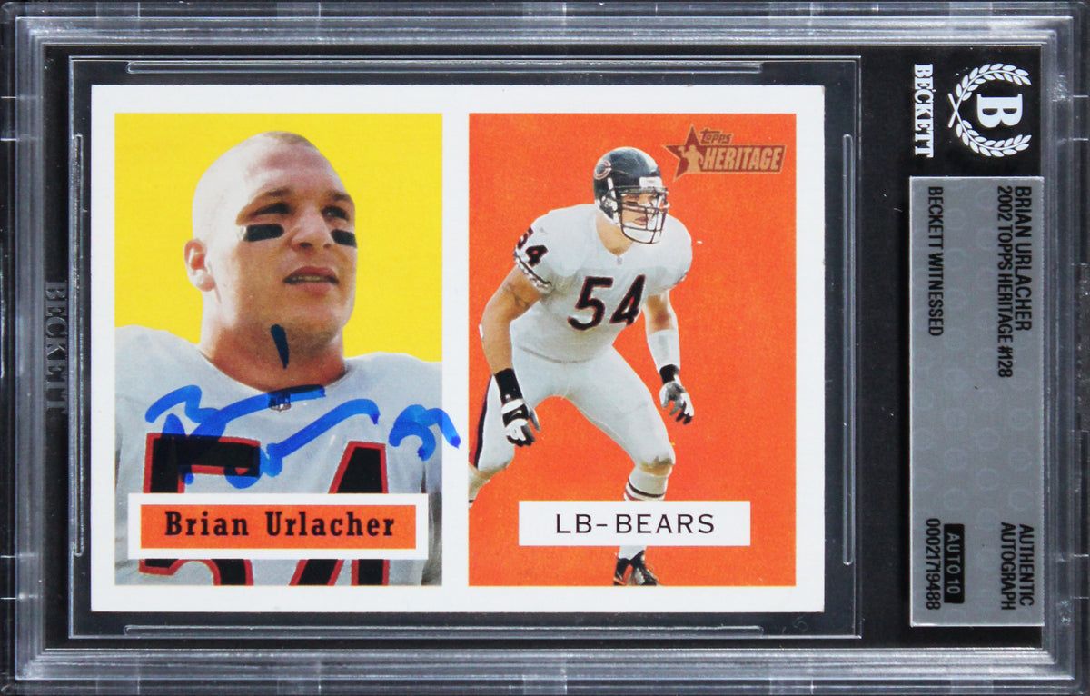 Bears Brian Urlacher Signed 2002 Topps Heritage #128 Card Auto 10! BAS Slabbed