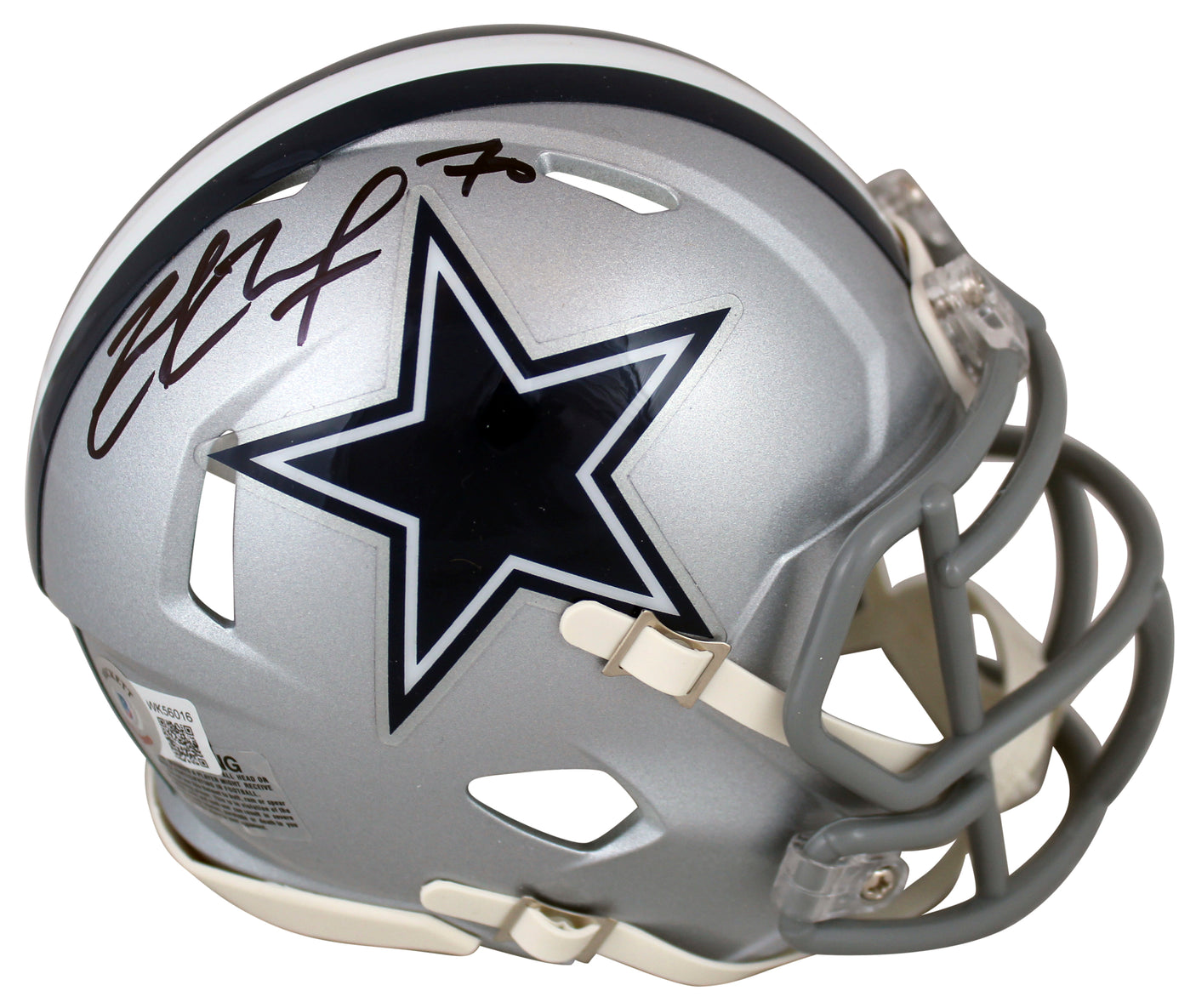 Cowboys Zack Martin Signed Silver Speed Mini Helmet W/ Case BAS Witnessed