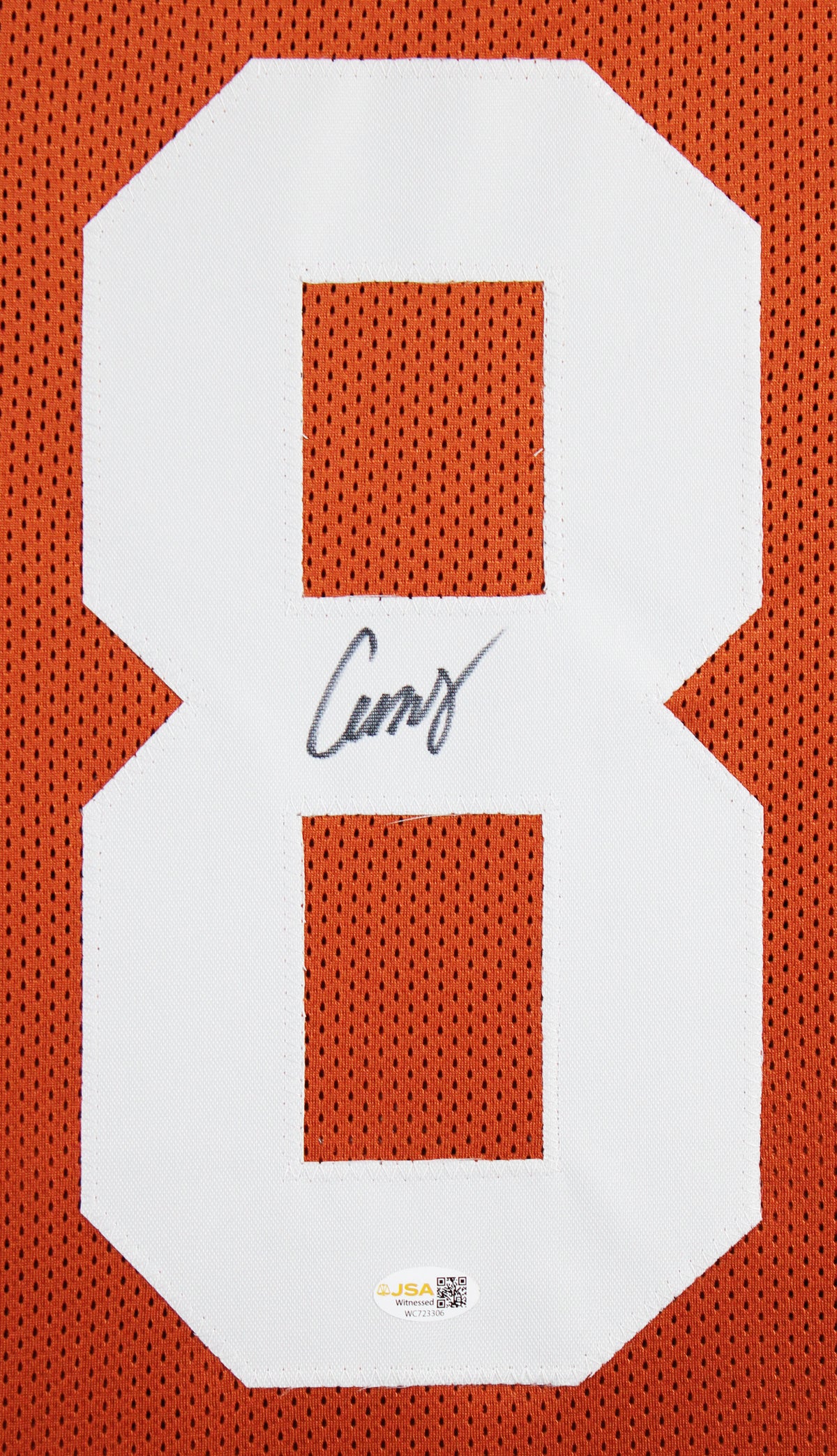 Texas Cam Coleman Signed Burnt Orange Pro Style Framed Jersey JSA Witness