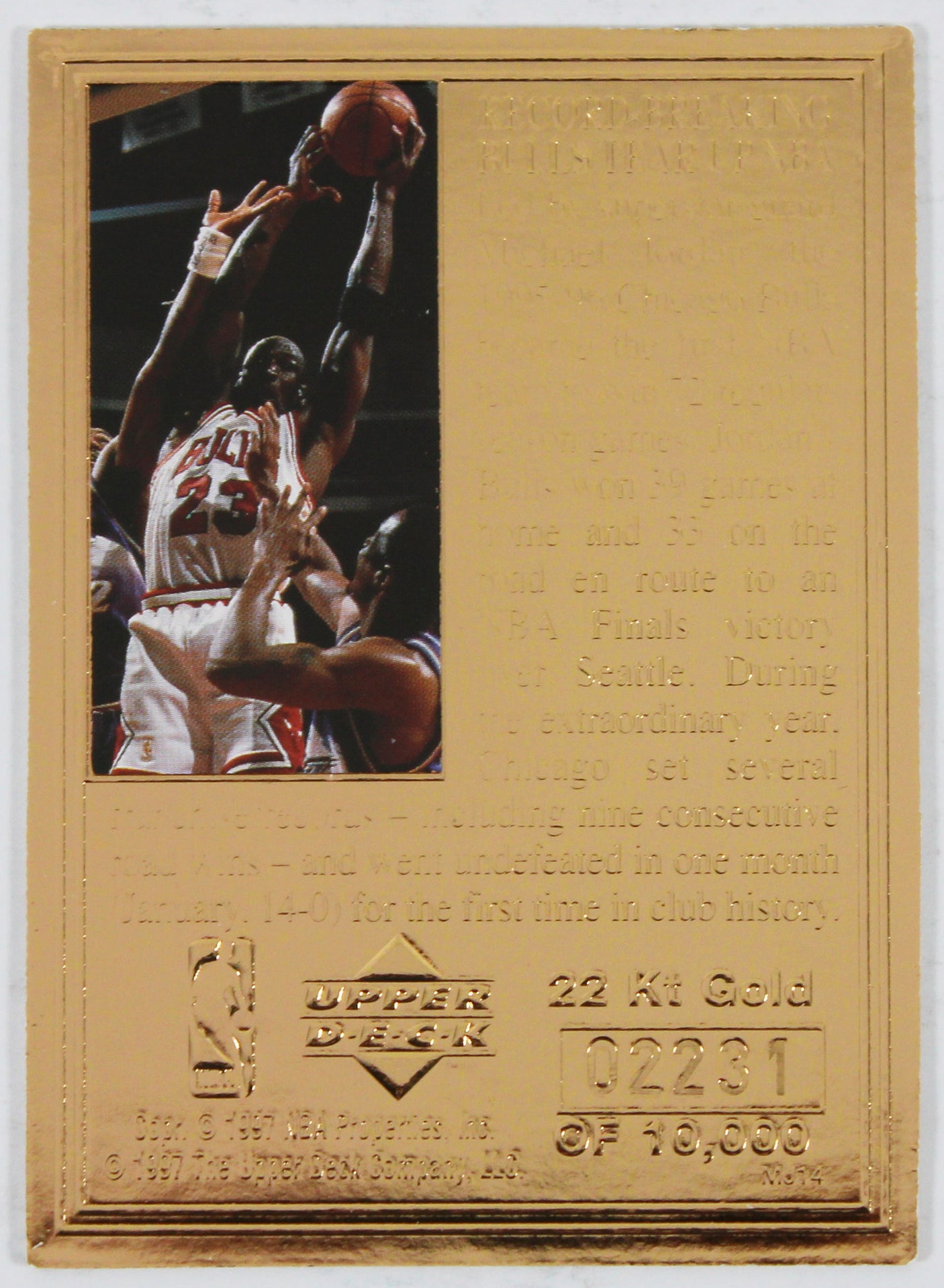 1999 Upper Deck First 72 Win Season #2231/10000 22 Kt Gold Card Un-signed