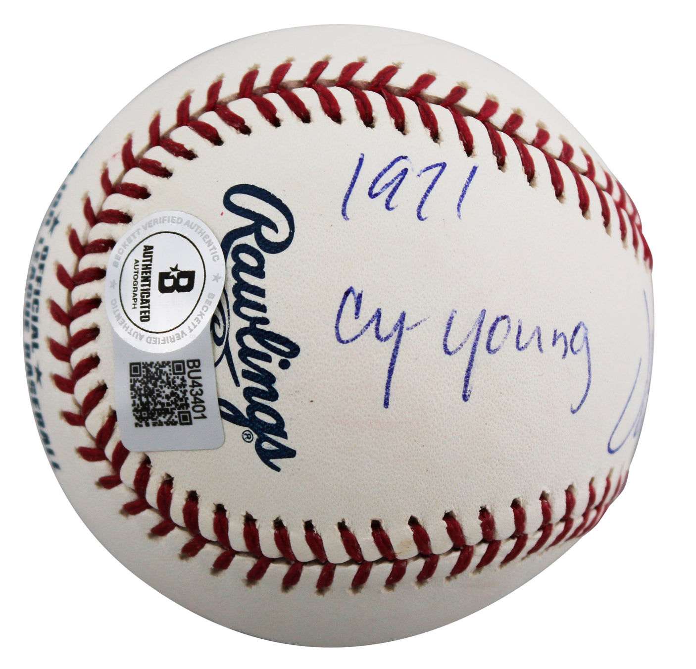 Athletics Vida Blue "71 Cy Young, 71 MVP" Signed OAL Baseball BAS #BU43401