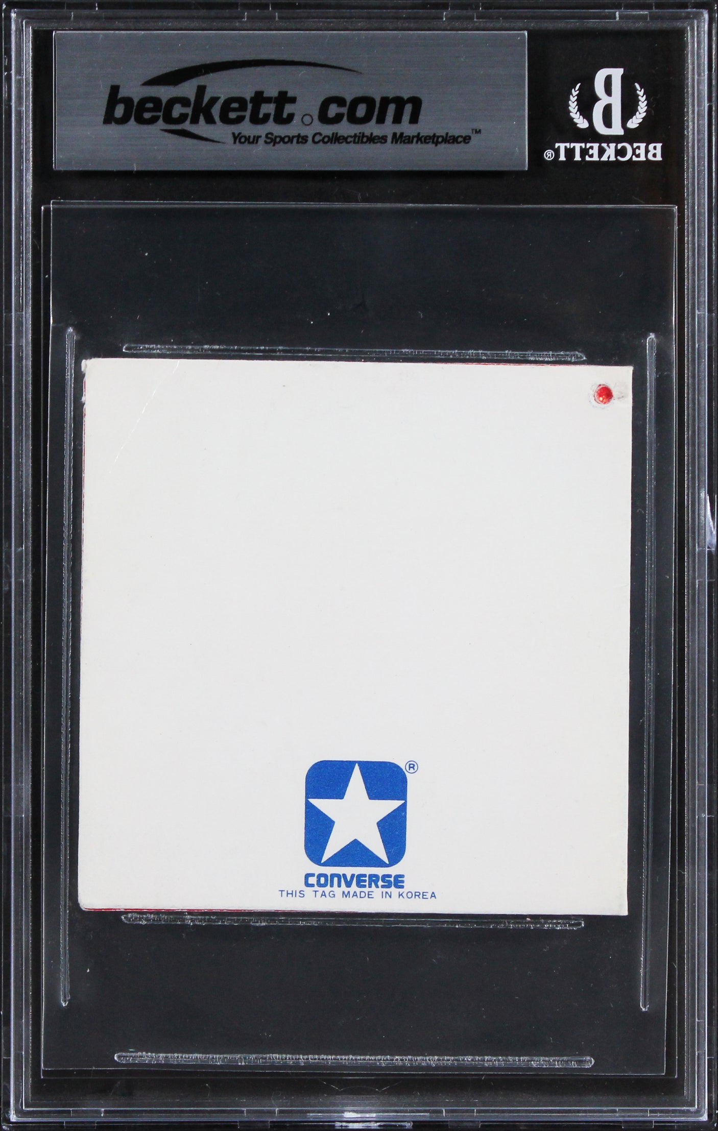 Larry Bird & Magic Johnson Signed 3x3 Converse Weapon Shoe Tag Auto 10! BAS Slab