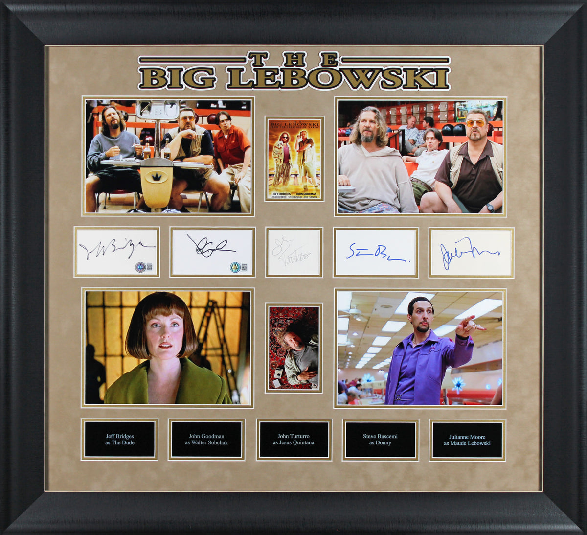 The Big Lebowski (5) Bridges, Goodman, Moore +2 Signed Framed Display BAS LOA