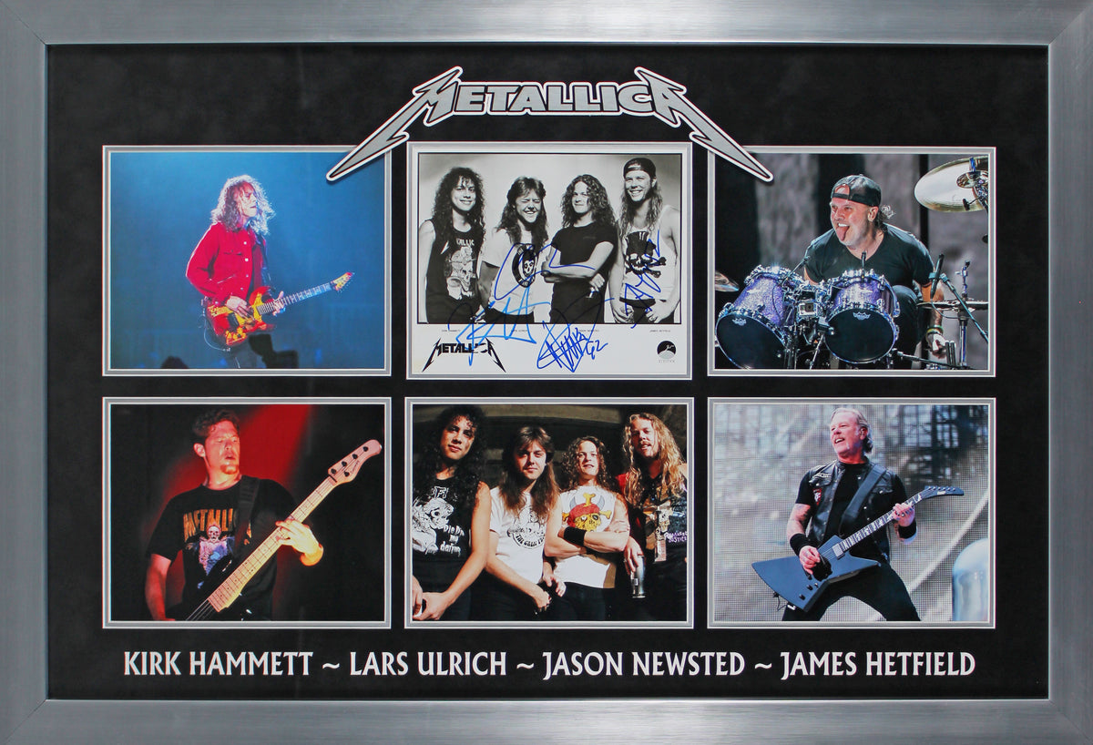 Metallica (4) Hetfield, Ulrich, Hammett & Newsted Signed 8x10 Framed Photo BAS