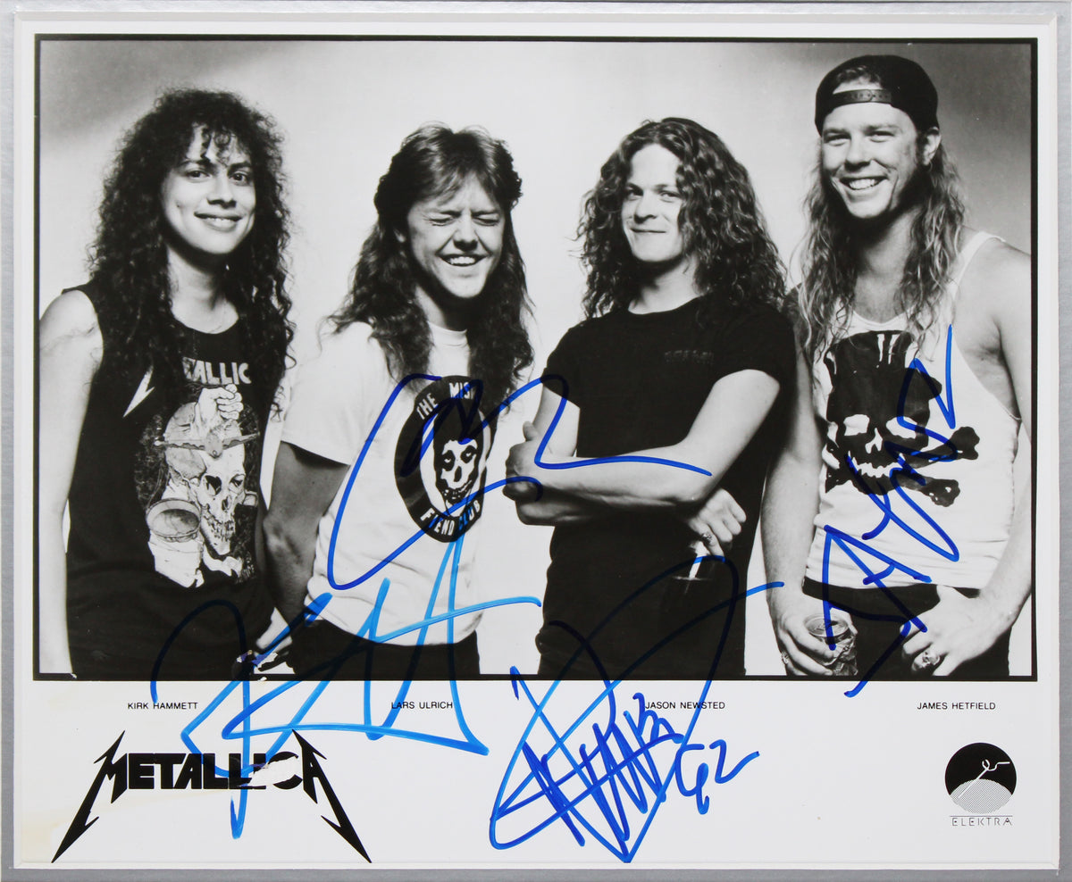 Metallica (4) Hetfield, Ulrich, Hammett & Newsted Signed 8x10 Framed Photo BAS