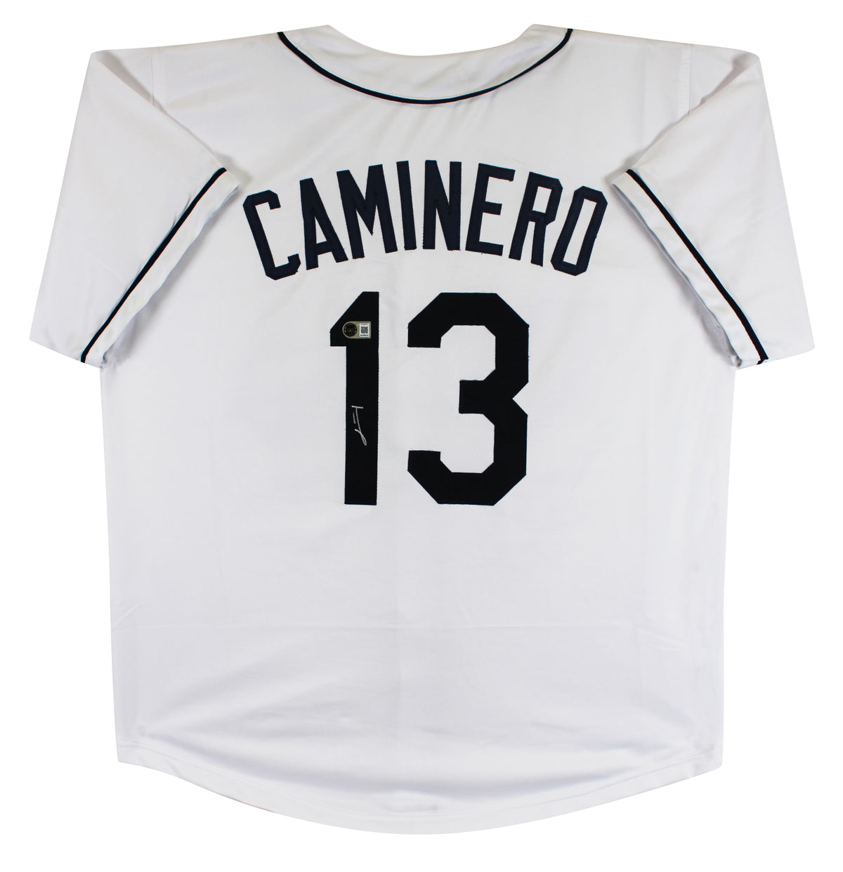 Junior Caminero Authentic Signed White Pro Style Jersey Autographed BAS