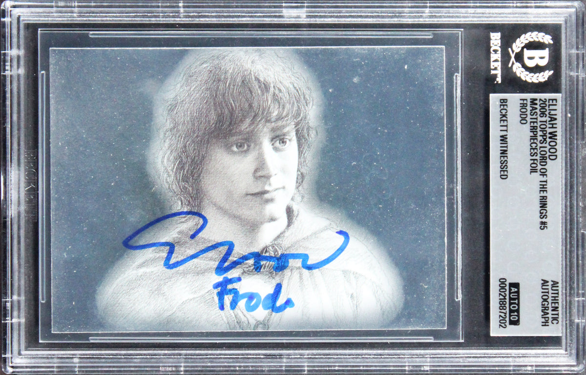 Elijah Wood Signed 2006 Topps LOTR MP Silver Foil #5 Card Auto 10! BAS Slabbed