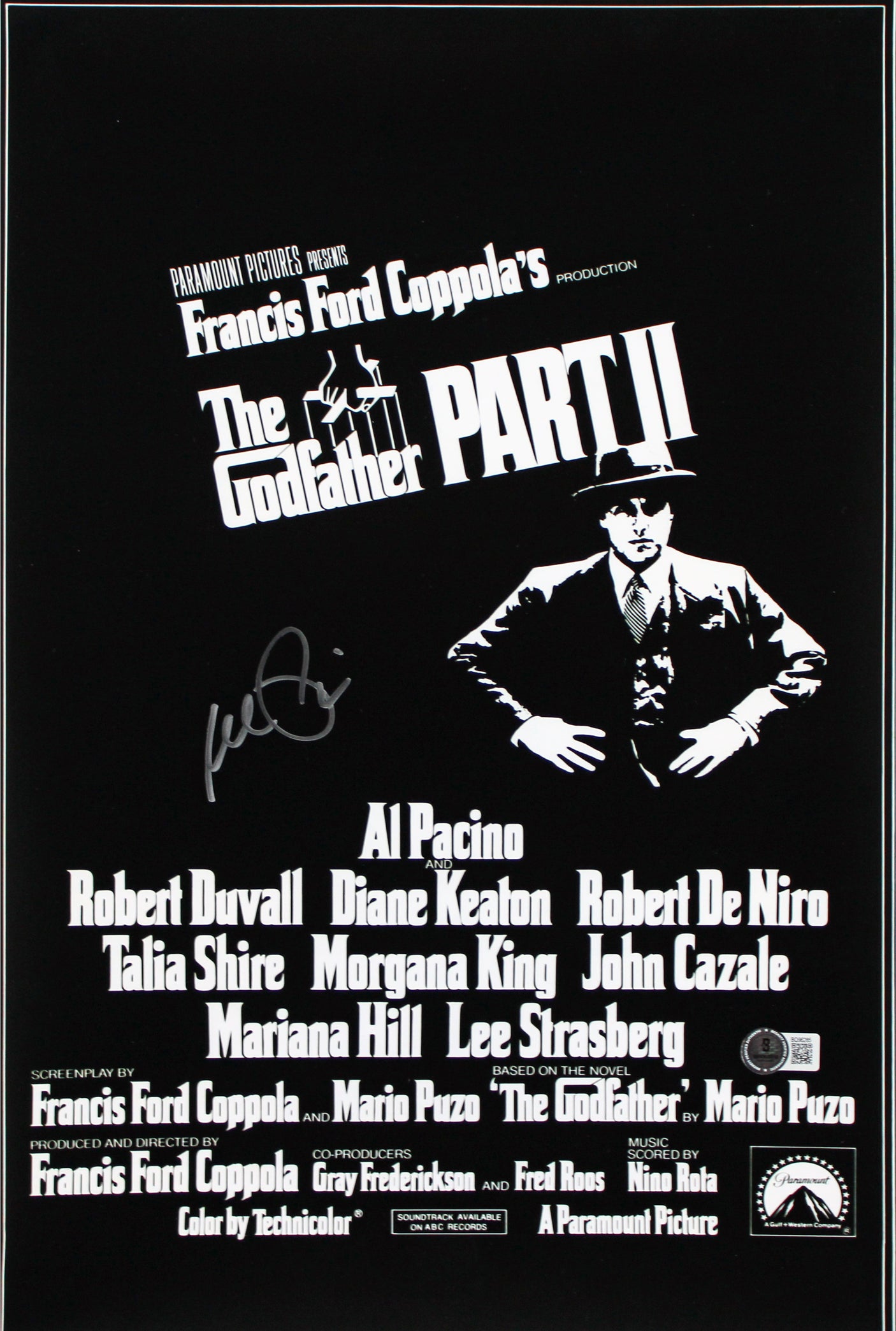 Al Pacino The Godfather Part 2 Signed 12x18 Mini Movie Poster Photo BAS