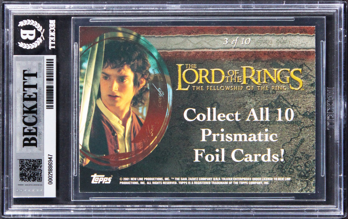 Elijah Wood Signed 2001 Hobby Japan LOTR Prismatic Foil #3 Card Auto 10 BAS Slab