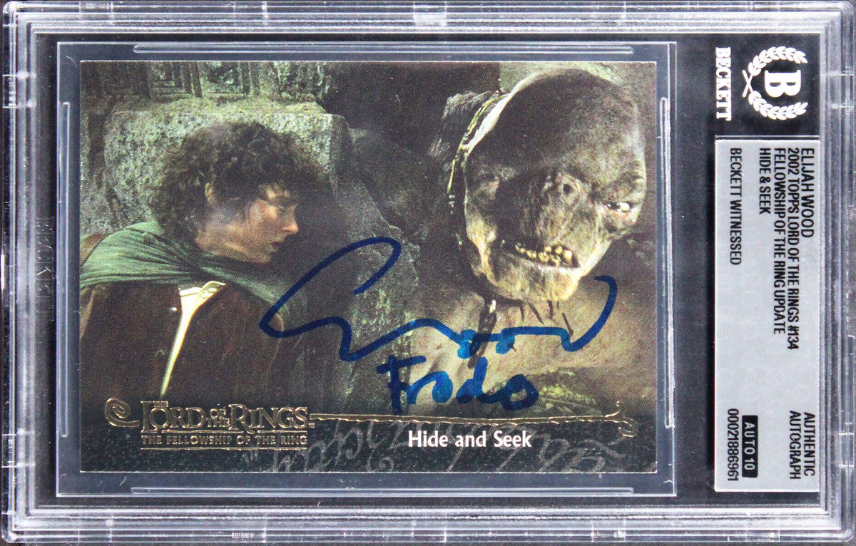 Elijah Wood "Frodo" Signed 2002 Topps LOTR FOTR #134 Card Auto 10! BAS Slabbed