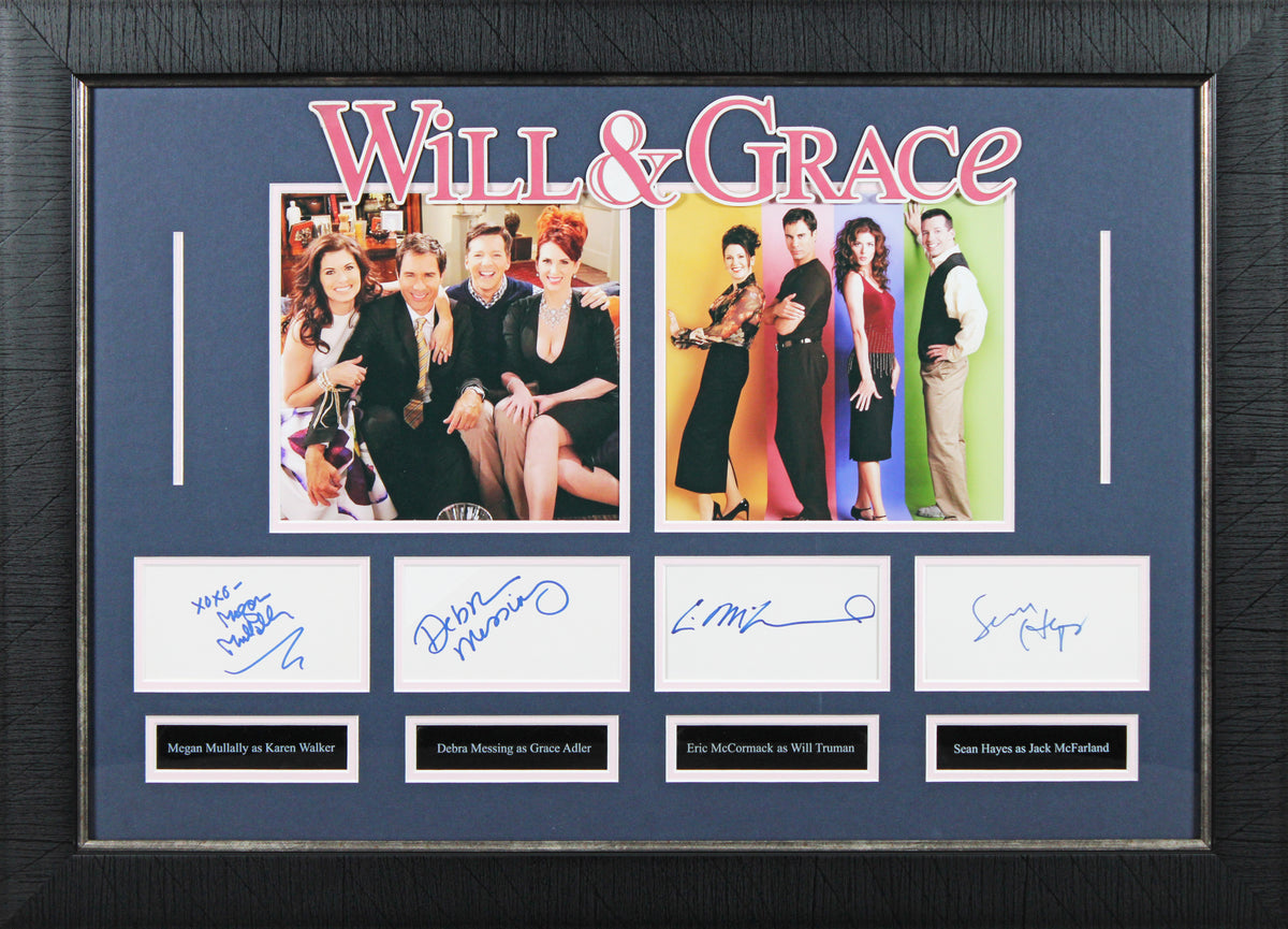 Will & Grace (4) McCormack, Messing, Hayes & Mullally Signed Framed Display BAS