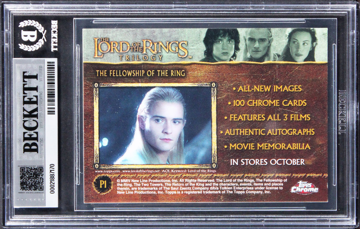 Elijah Wood "Frodo" Signed 2004 LOTR Trilogy Promos #P1 Card Auto 10! BAS Slab
