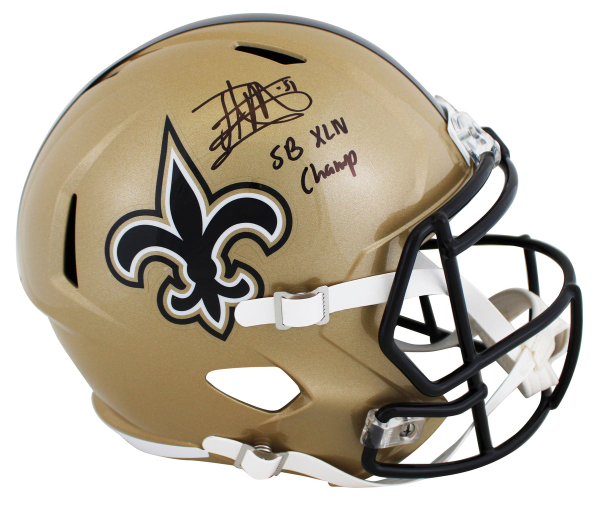 Jonathan Vilma Autographed/Inscribed "SB XLIV Champ" New Orleans Saints Speed Full Size Helmet JSA