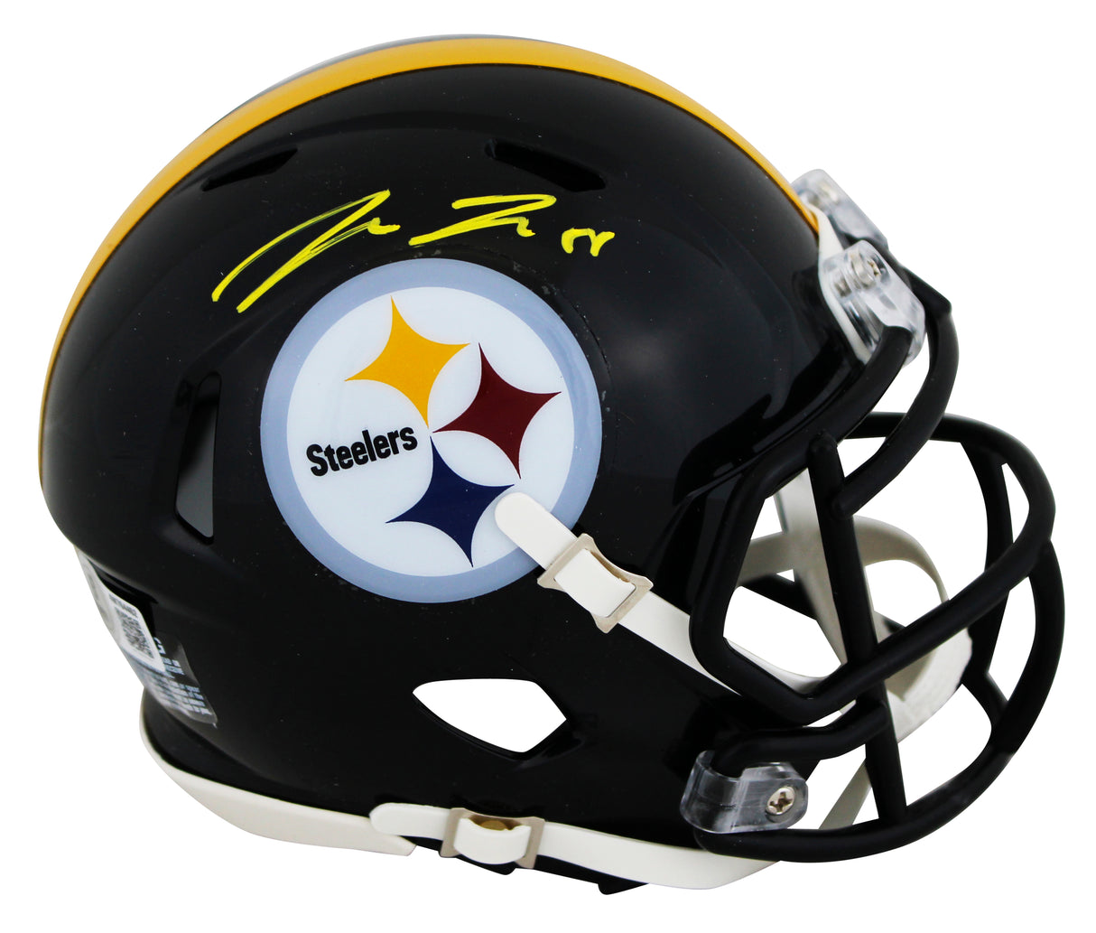 Steelers Pat Freiermuth Signed Speed Mini Helmet W/ Case w/ Yellow Sig BAS Wit