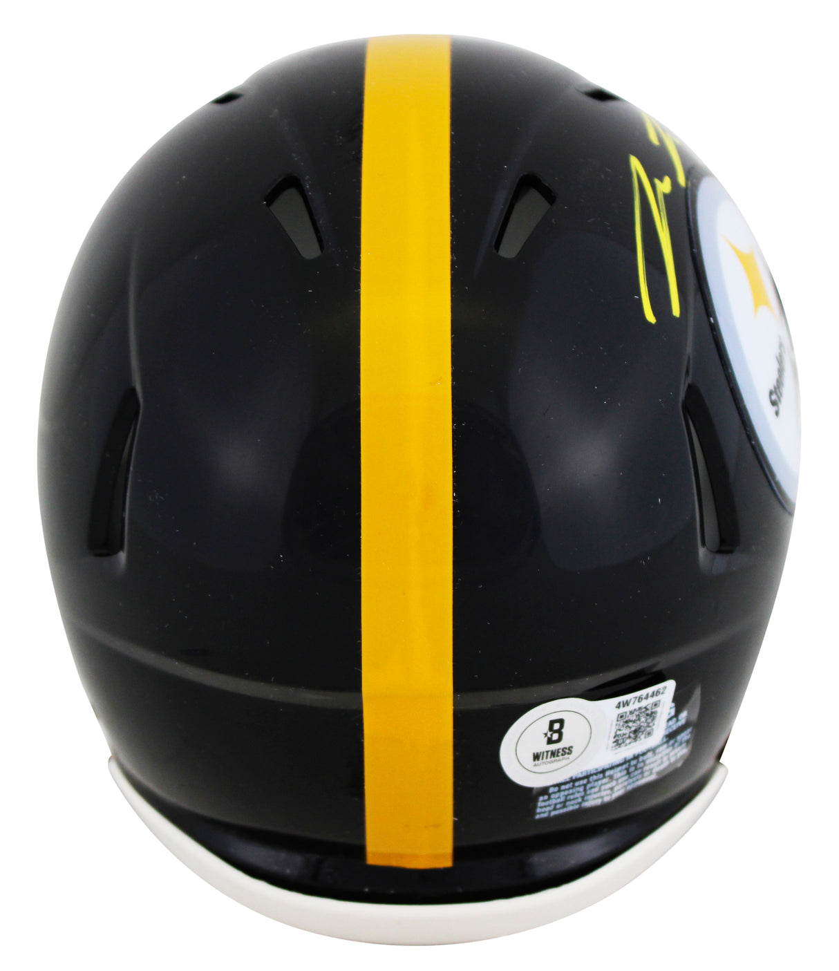 Steelers Pat Freiermuth Signed Speed Mini Helmet W/ Case w/ Yellow Sig BAS Wit