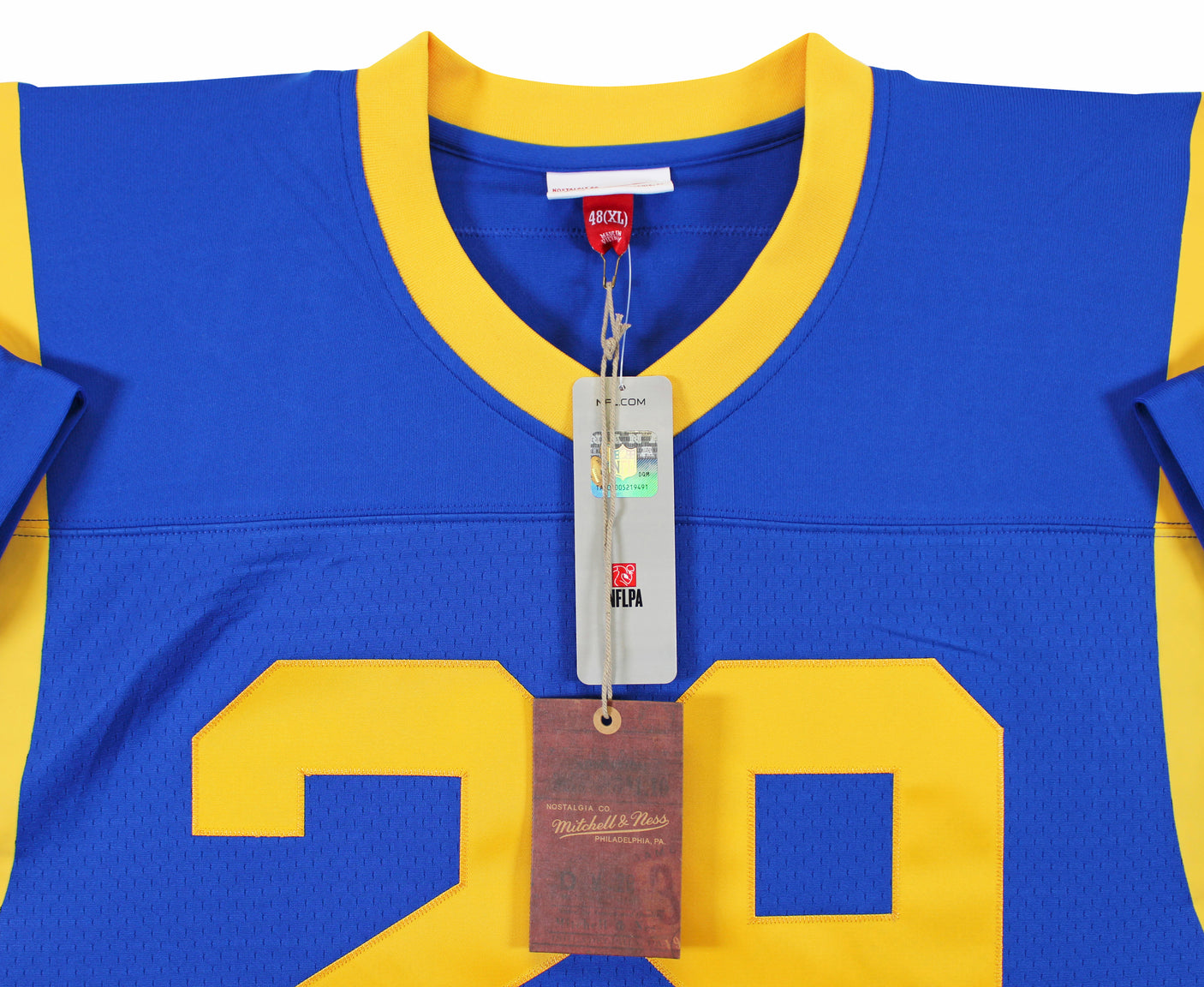 Rams Eric Dickerson "Career Stat" Signed Blue Mitchell & Ness Jersey BAS Witness