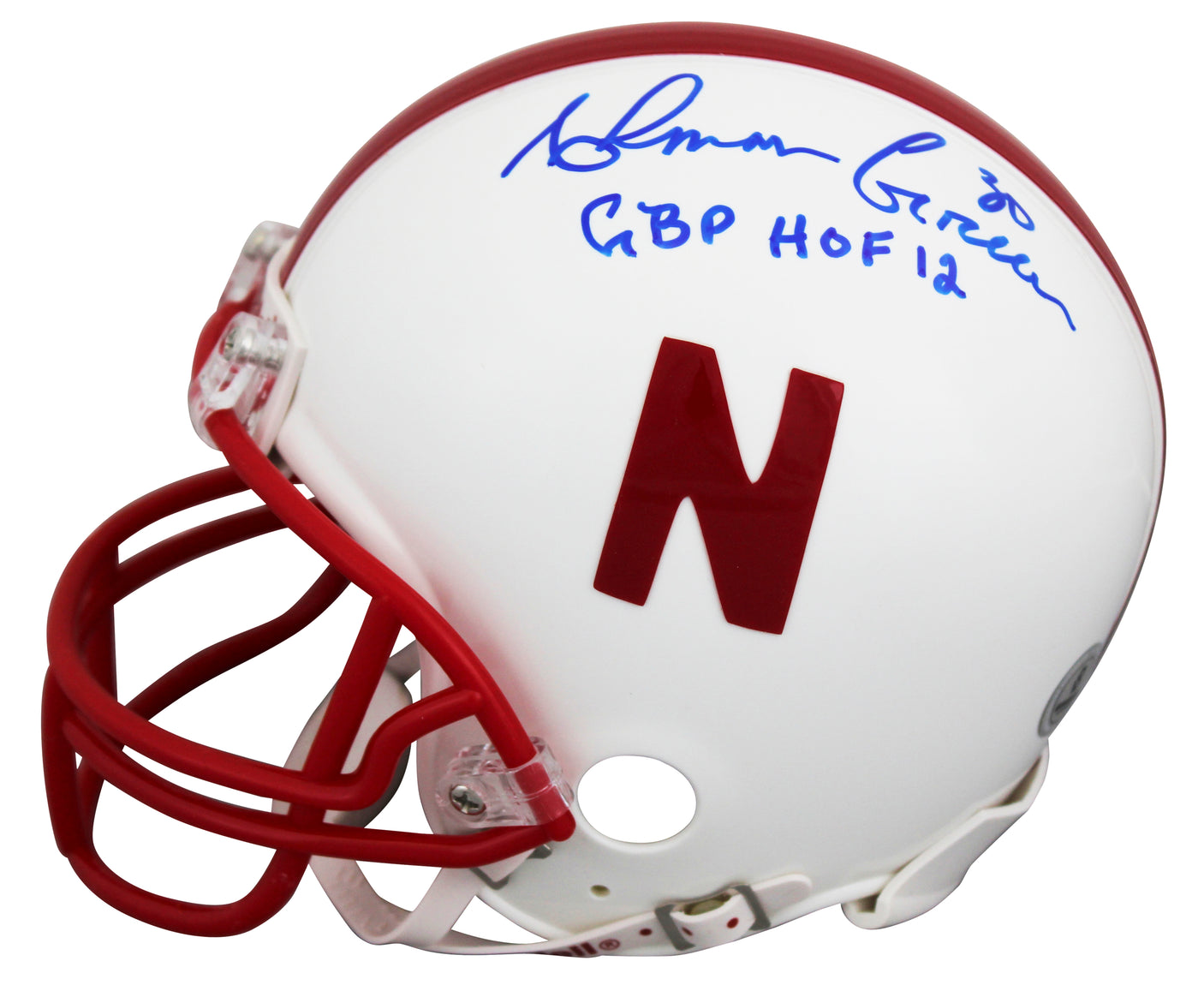 Nebraska Ahman Green "GBP HOF 12" Signed VSR4 Rep Mini Helmet BAS #BV01164