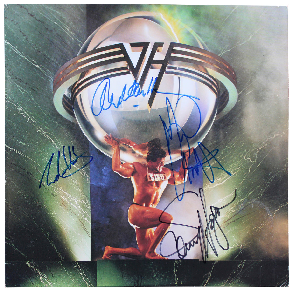 Van Halen (4) Eddie, Alex, Anthony & Hagar Signed 5150 Album Cover JSA #BB62237