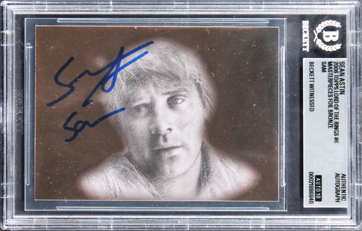 Sean Astin Signed 2006 Topps LOTR MP Foil Bronze #6 Card Auto GM 10! BAS Slabbed