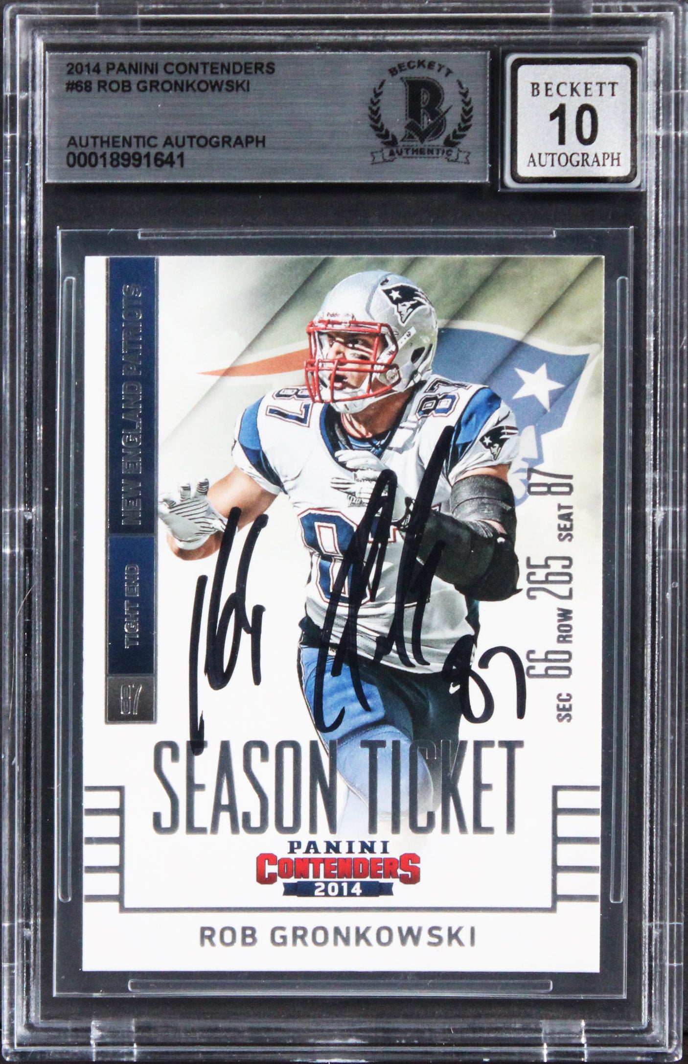 Patriots Rob Gronkowski Signed 2014 Panini Contenders #68 Card Auto 10! BAS Slab